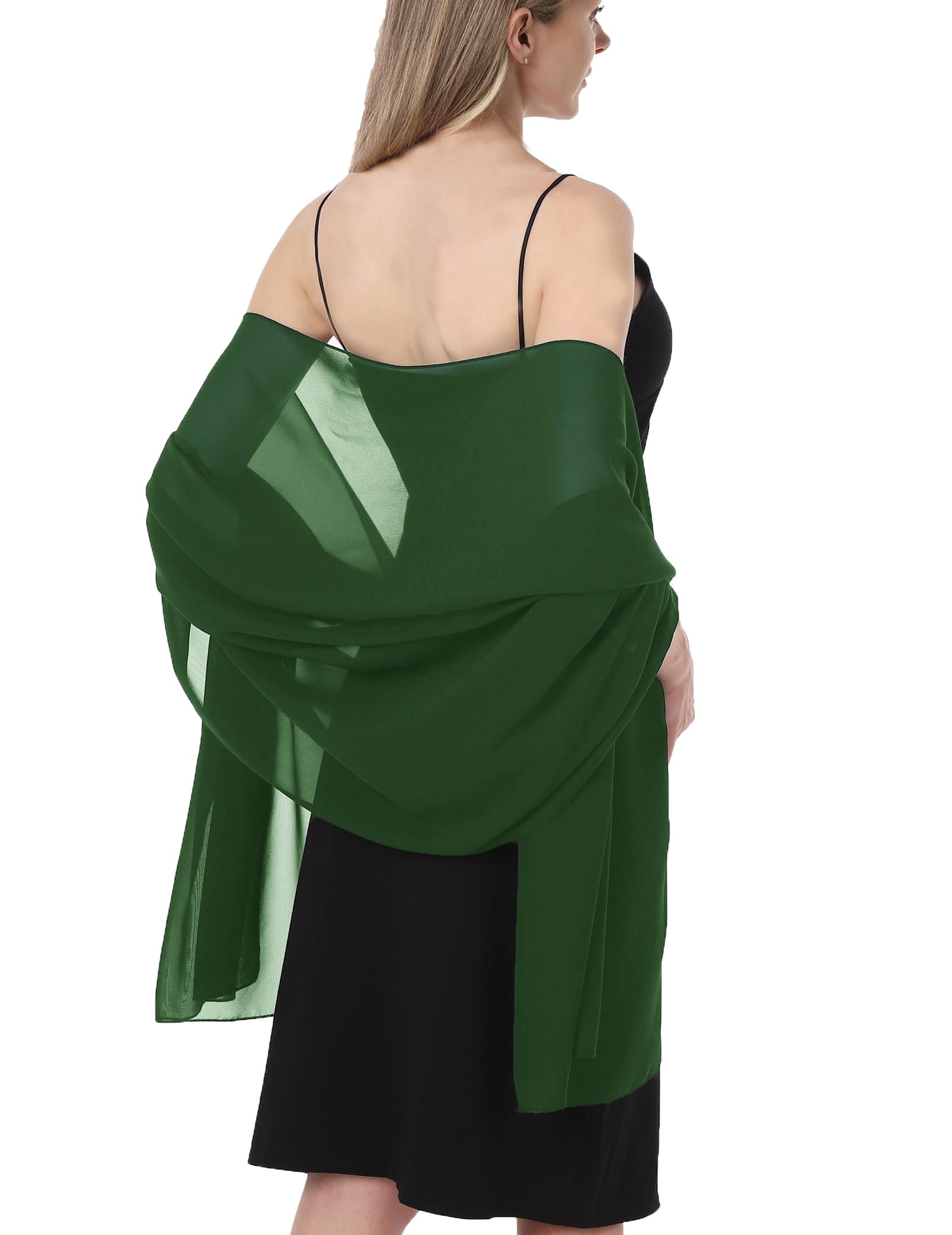 Hotshawl Shawl Scarve Wraps Soft Chiffon Lace Pashmina for Evening dresses on formal occasions, Dark Green(chiffon), One Size