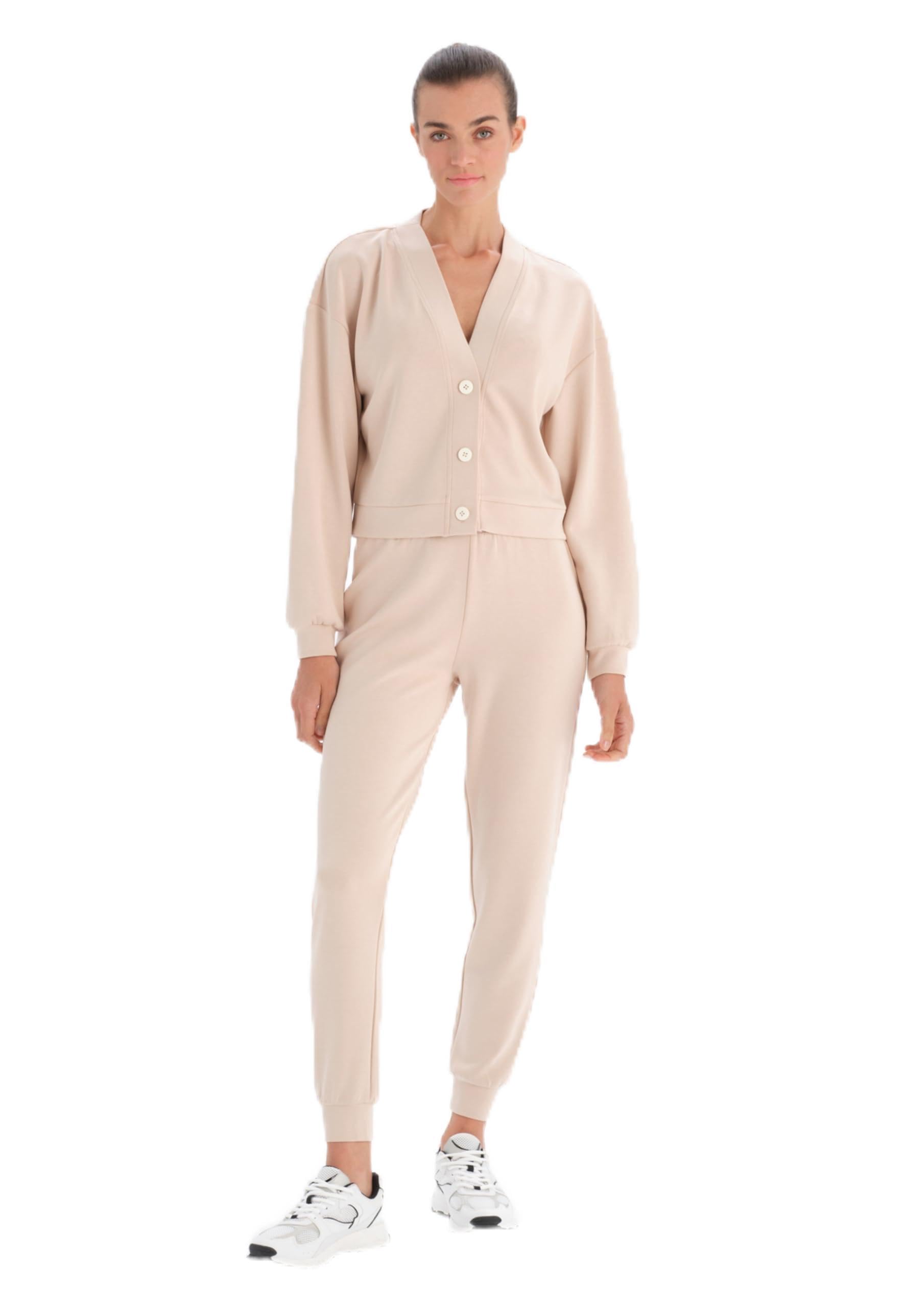 Dagi Women's Regular Waist Jogger Trousers Pyjama Bottom, Ecru, L