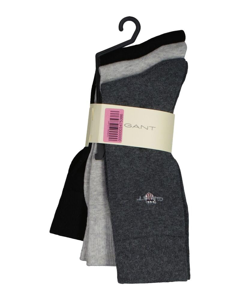 GANT SHIELD SOCKS 3 PACK, Charcoal melange, 43-45