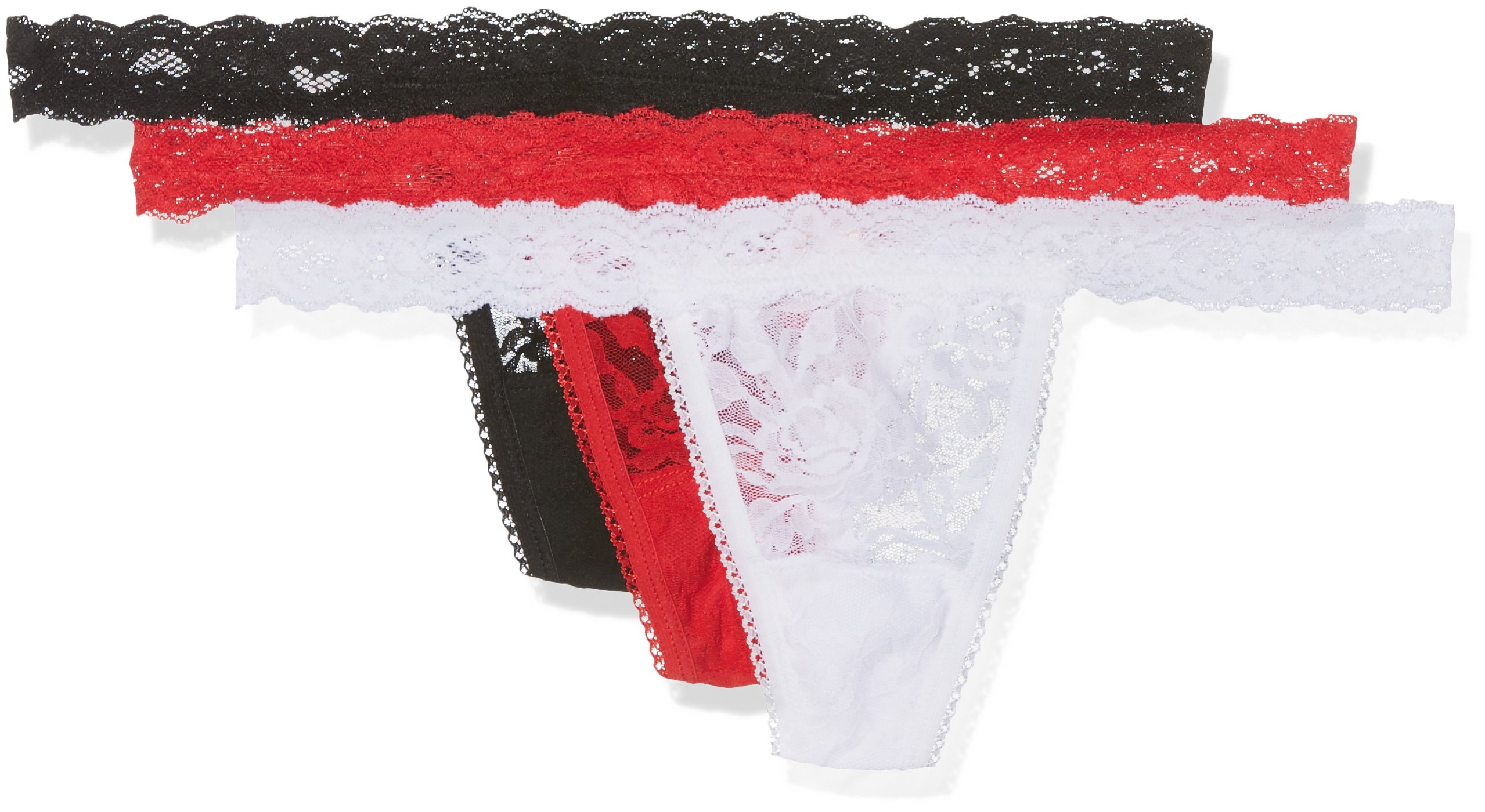 Sylvie Flirty Lingerie Women's Abby String, Pack of 3 - Red/Black/White, One size
