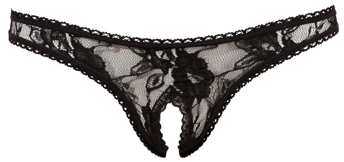 Cottelli Collection X-Large Black Luxury Open-Crotch Thong