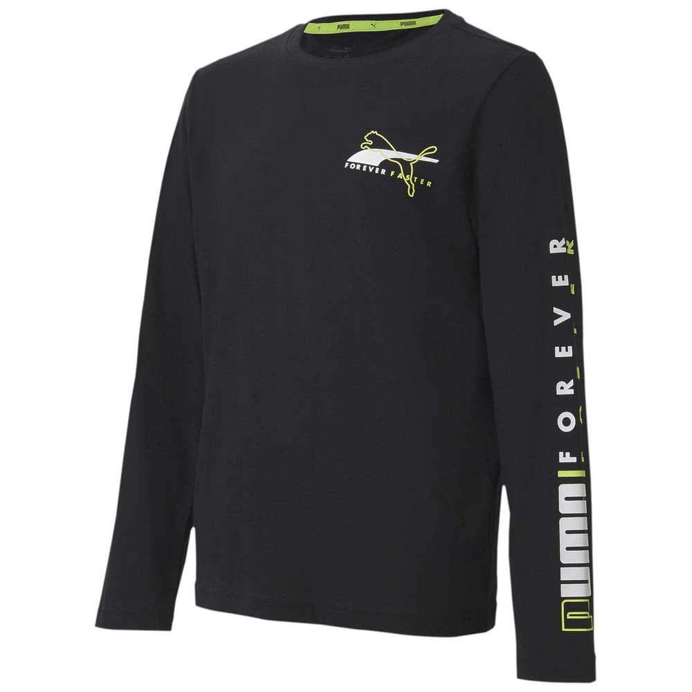 PUMA Alpha Longsleeve tee B T-shirt, Children, boys, T-Shirt, 583191-01_XS, Black, 3-4Y