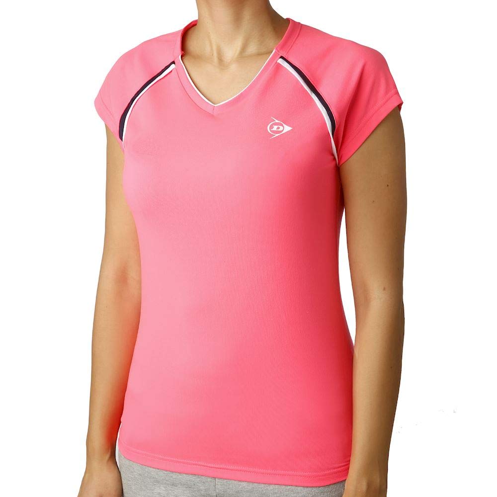 DUNLOP Ladies Crew T-Shirt Pink Black XS Outerwear