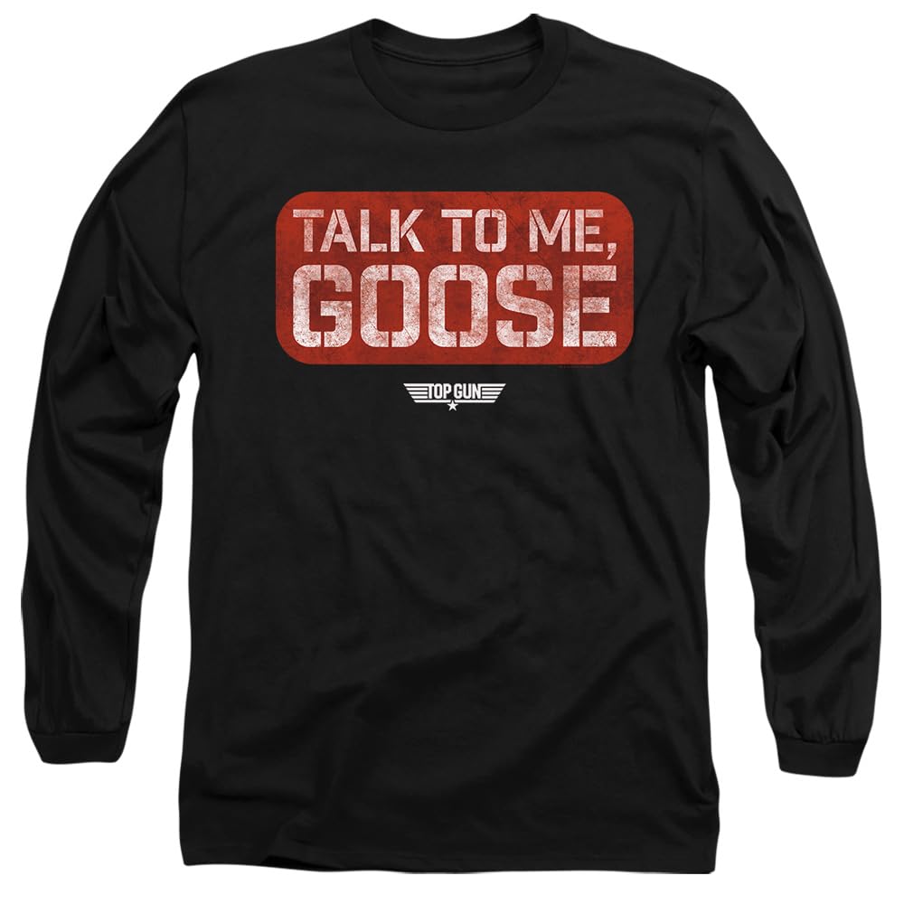 Top Gun Talk to Me Goose Stamp Unisex Adult Longsleeve T Shirt, Black, Small