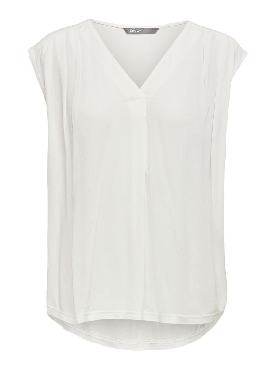 ONLY Women's Onlroberta S/S V-Neck top WVN, White (Cloud Dancer Cloud Dancer), 10