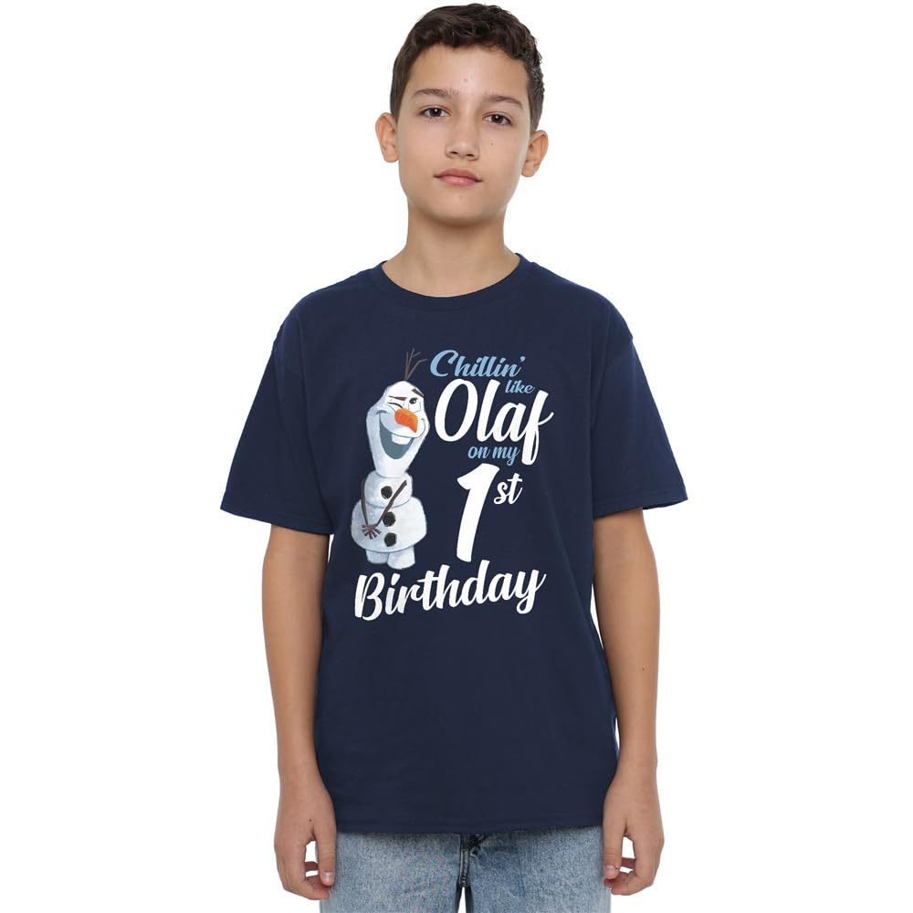 Frozen Chillin Like Olaf 1stBirthday Unisex Kids T Shirt, Navy, 5-6 Years