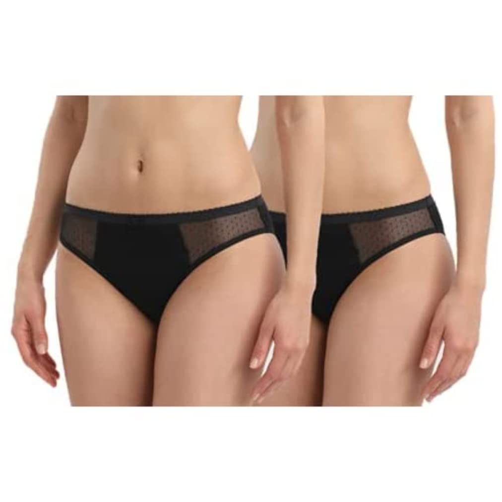 DIM Women's Ecodim Cotton Pockets Soft Colors x6 Brief, Black, L