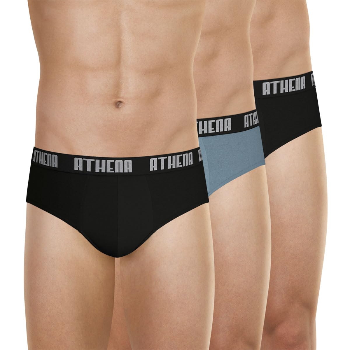 Athéna Men's BASIC COLOR Underwear, NOIR/GRIS/NOIR,