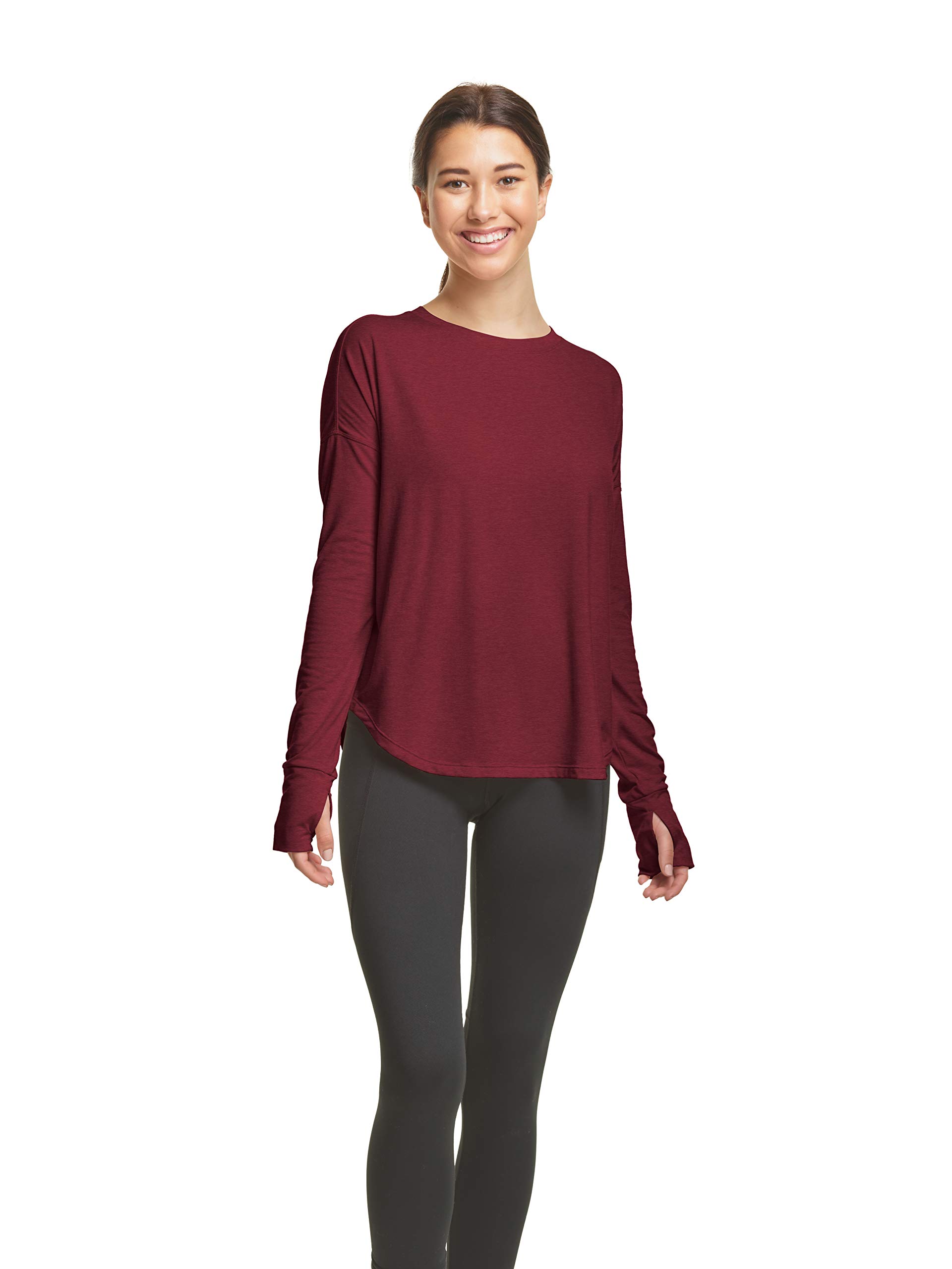 C9 Champion Women's Fashion Long Sleeve T-Shirt, Mulled Berry, X-Small Red