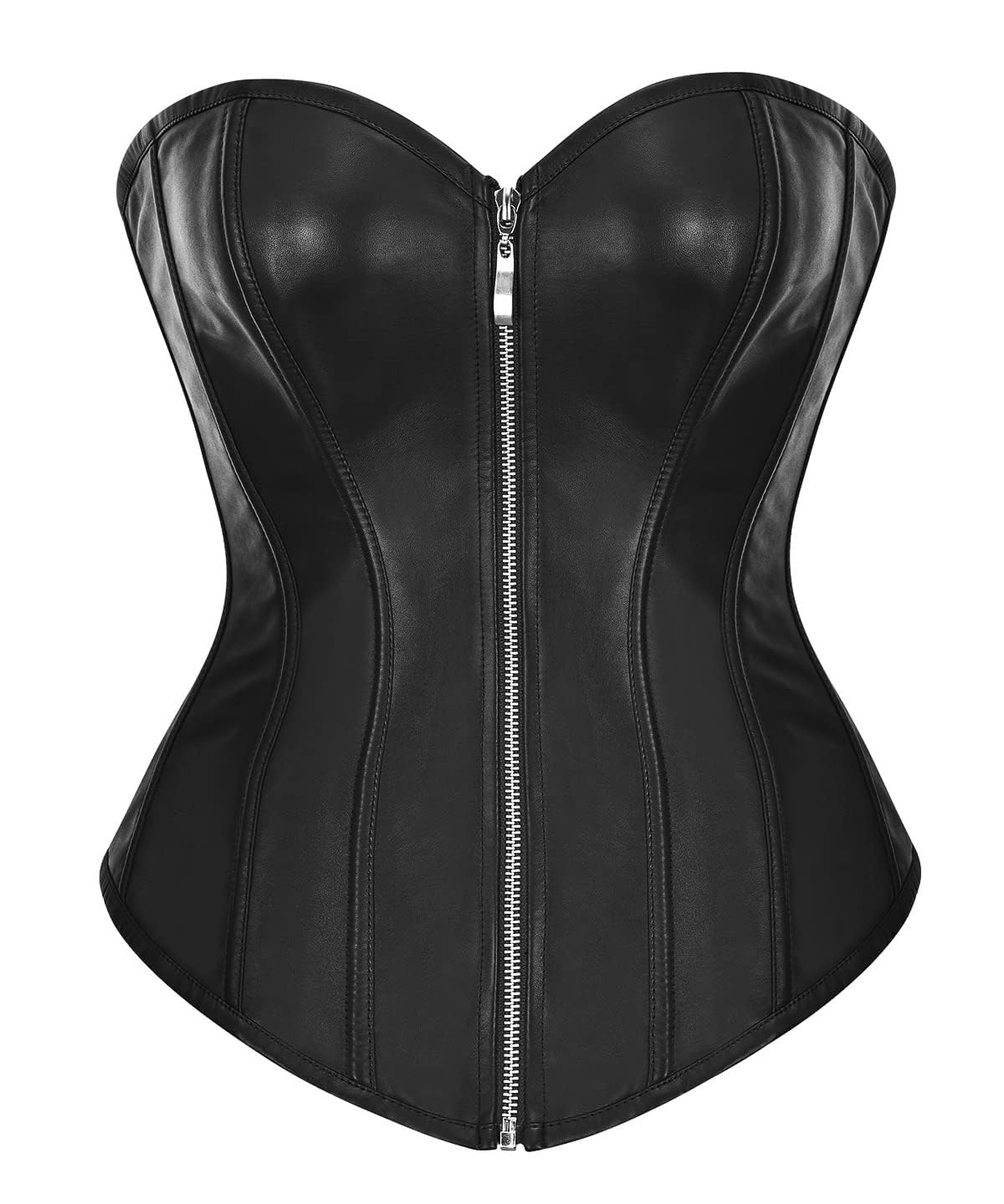 Bslingerie® Womens Faux Leather Corset Top (Black, 3XL)