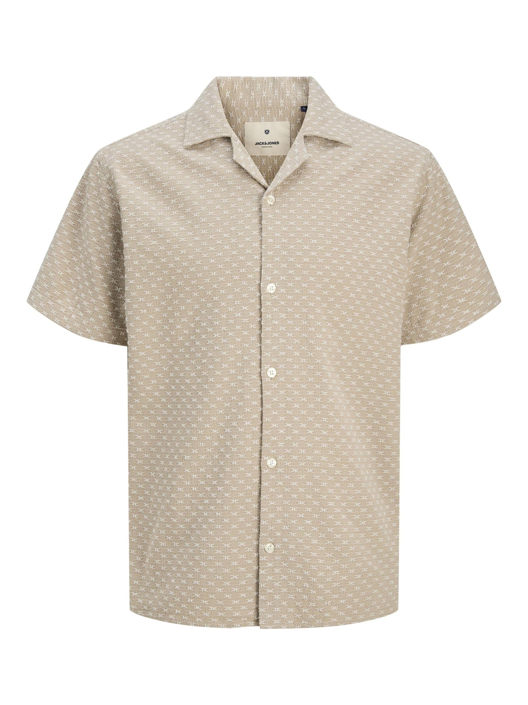 JACK & JONES Men's Jprbluedison Jacquard Resort S/S Shirt, Trench Coat, L