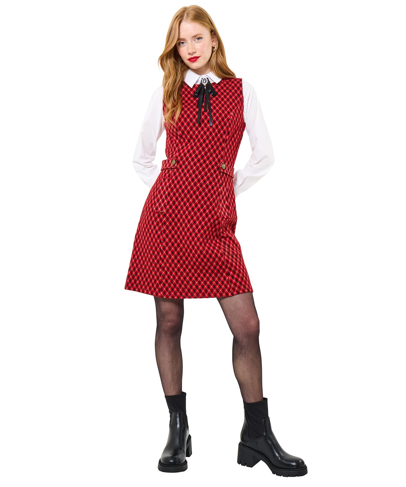 Joe Browns Women's Mini Length Pinafore Dress, Regular, Red, UK 16