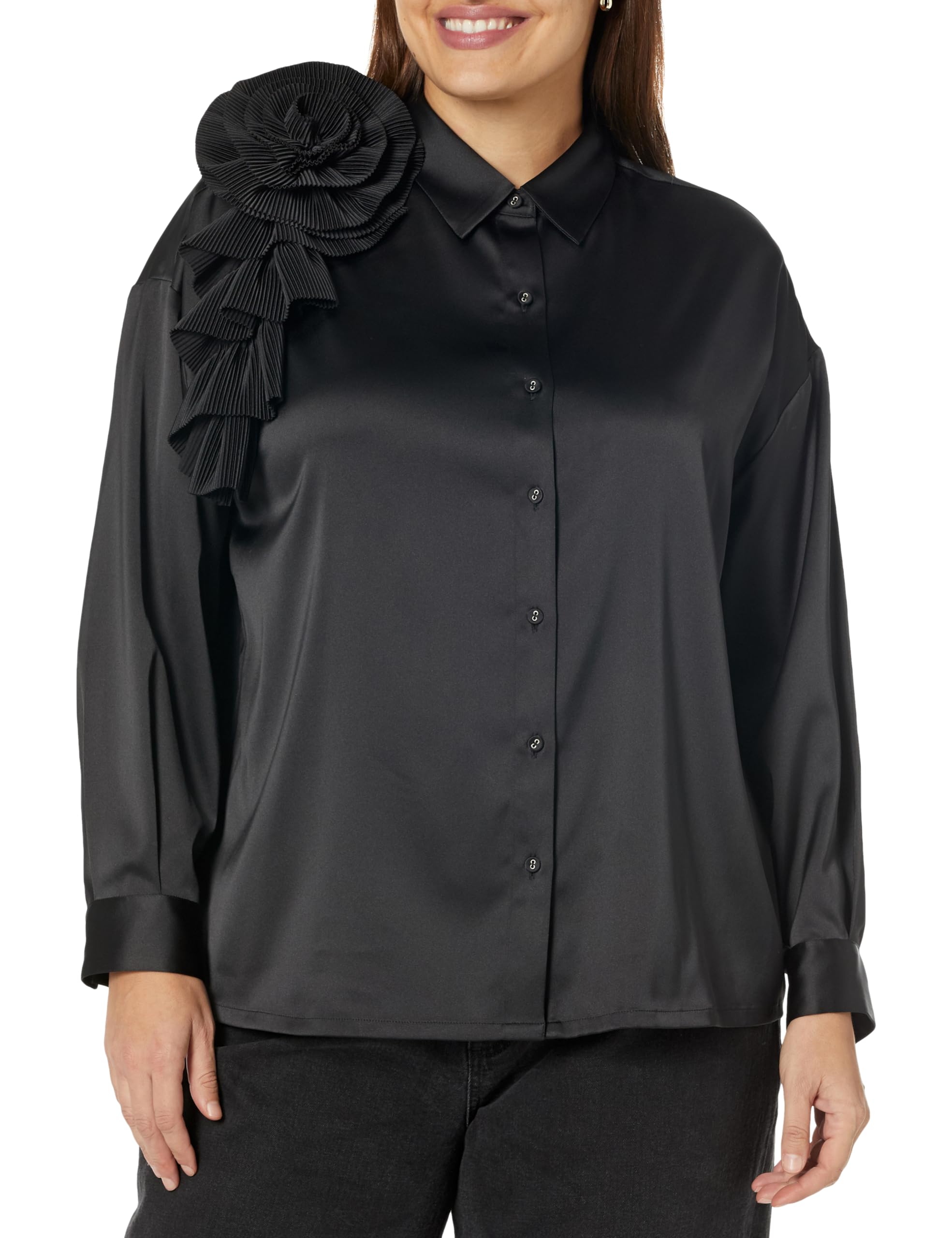 The Drop Women's Black Corsage Blouse by @itsjuliettefoxx, XXS