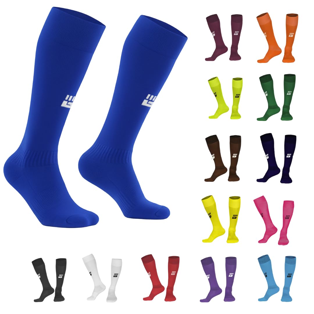 Grip Active Softer Long Socks Unisex Football GAA Gaelic Training Running –Tennis – Netball - Cycling - Volleyball Sports Outdoor Hockey - Rugby - Soccer (Small/UK 2-5/EU 37-40, Blue)