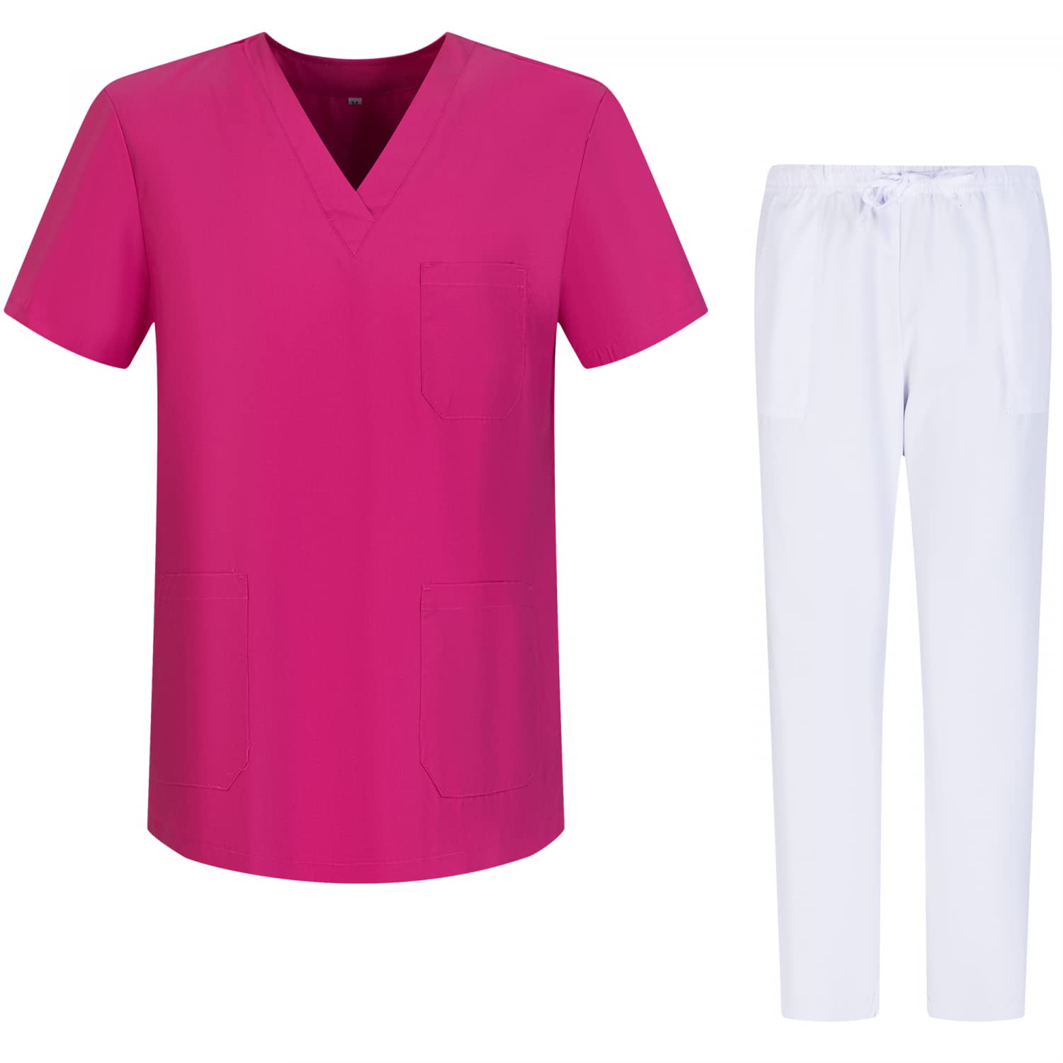 MISEMIYA Unisex Sanitary Pajamas Mz-g713-6802-white Medical Service T-Shirt, Fuchsia 68, XS