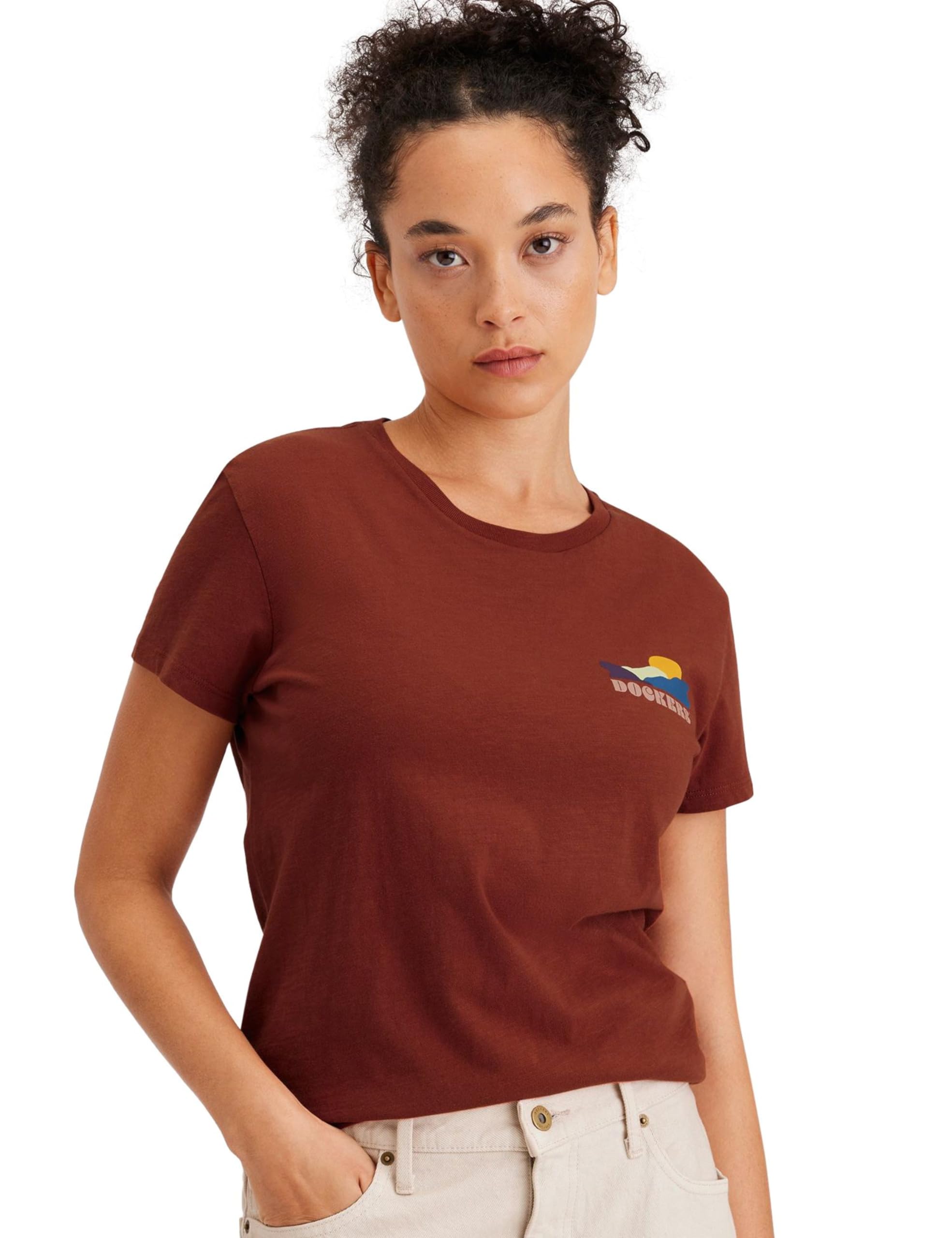 Dockers Women's Graphic TEE Tops, Norcal Landscape Graphic tee Picante (Multi), XS