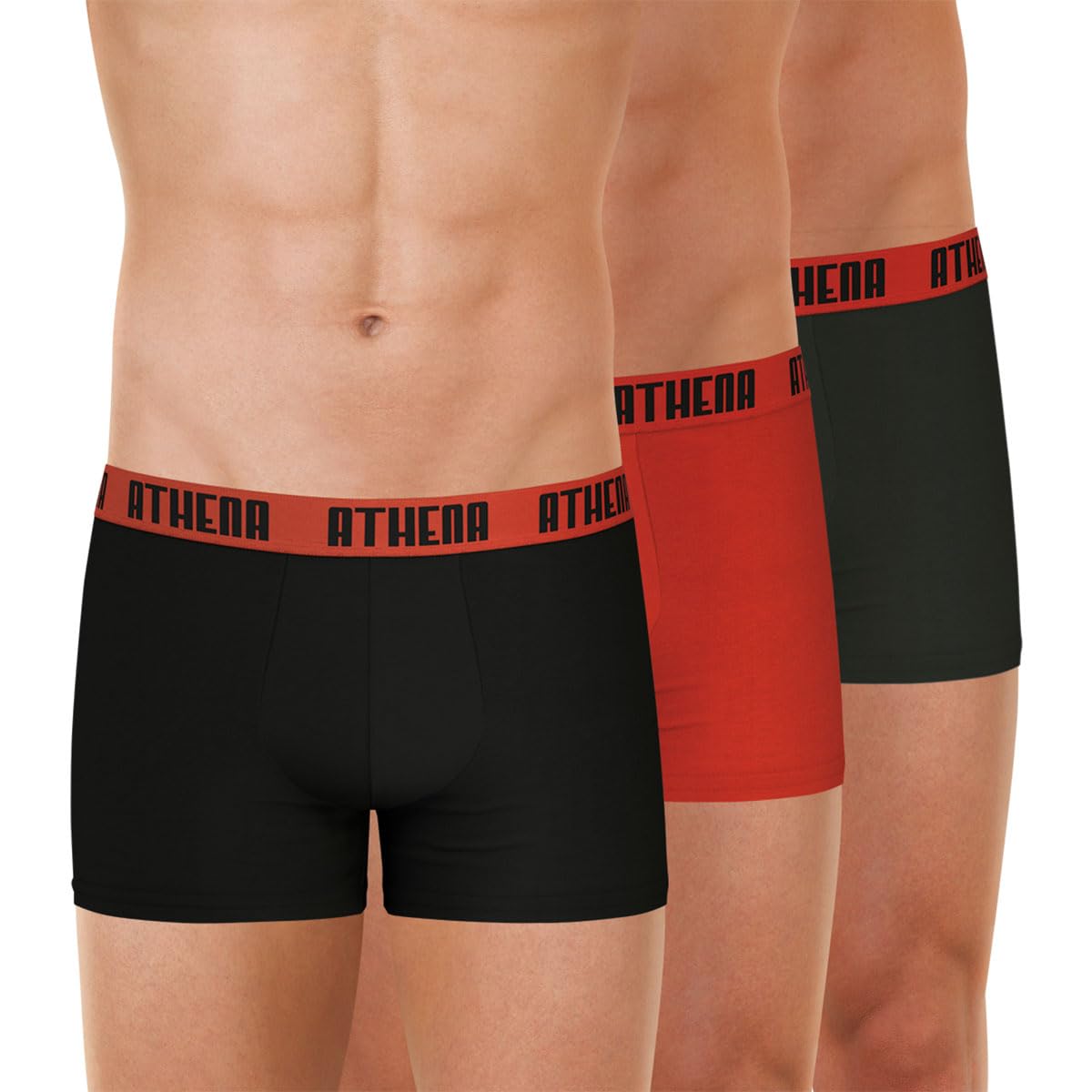 Athéna Men's BASIC COLOR Underwear, NOIR/ROUGE/ANTHRACITE,