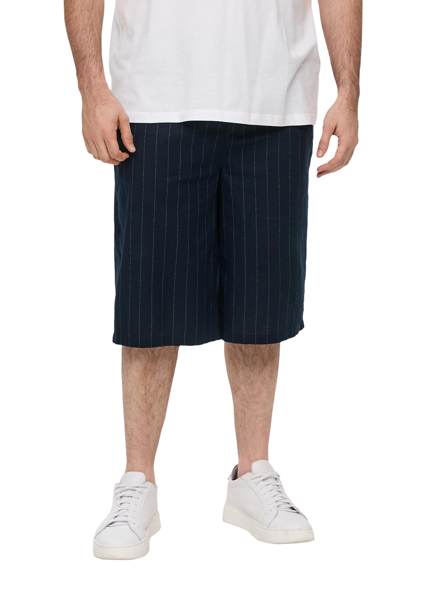 s.Oliver Men's 2148436 Linen Mix Bermuda Shorts, Blue 59g1, 40W