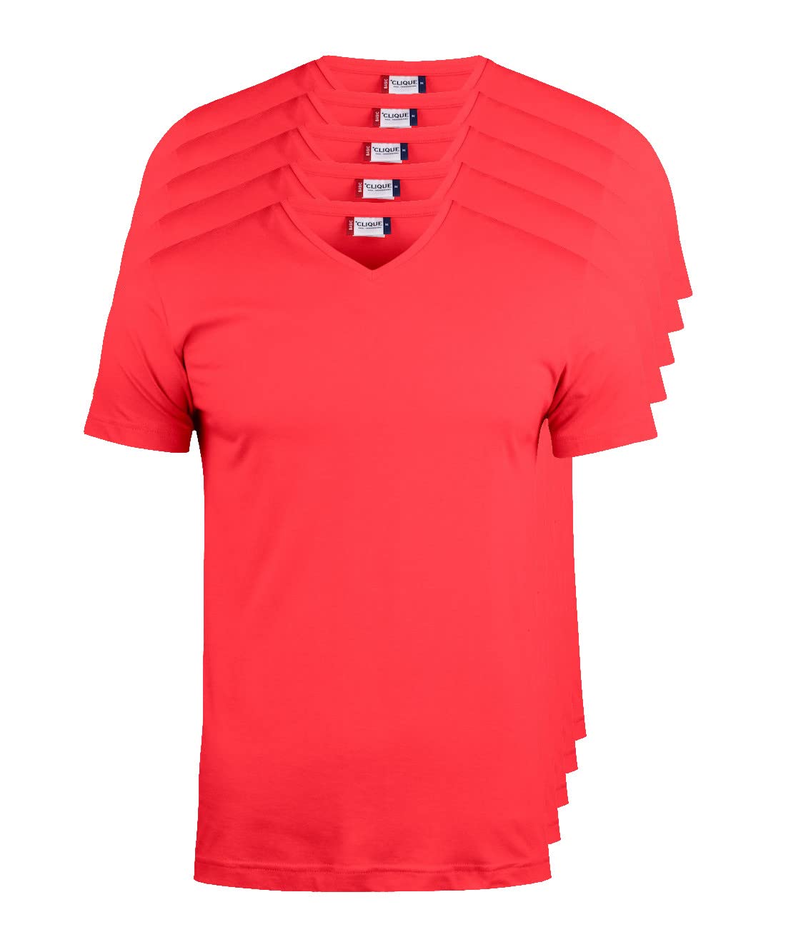 Basic T V-Neck - Red - XS - 5 Pack