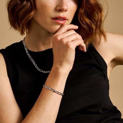 Fossil Unisex All Stacked Up Stainless Steel Chain Bracelet, JF04723040