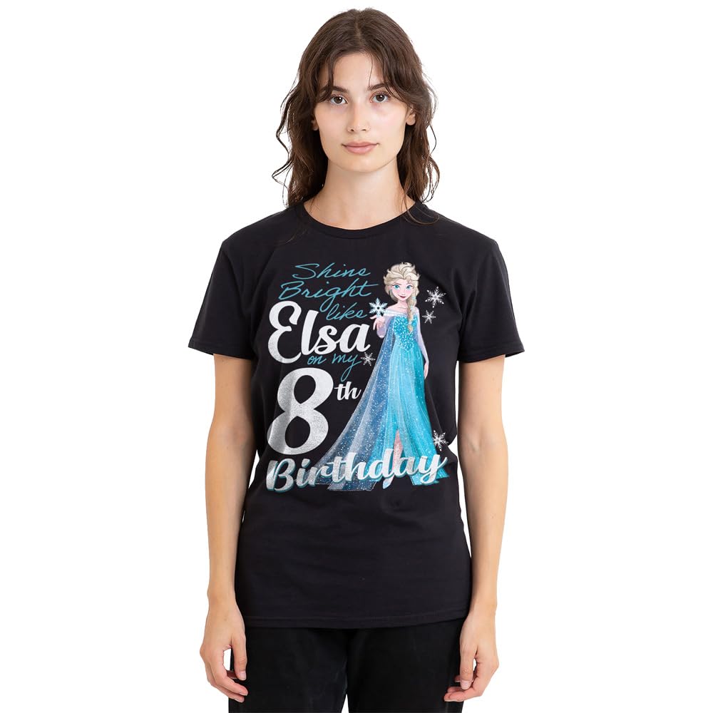 Frozen Bright Like Elsa 8th Birthday Ladies T Shirt, Black, XX-Large