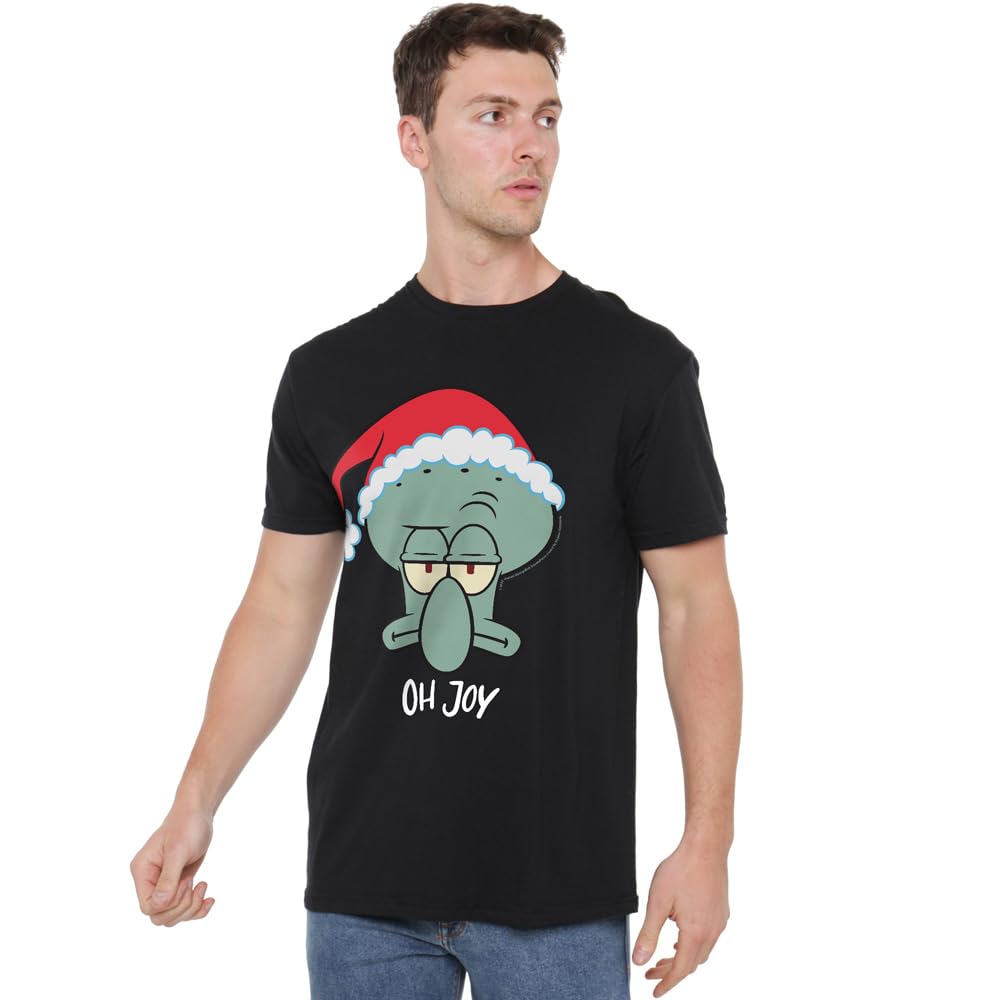 Spongebob Squarepants Squidward Christmas Joy Unisex T Shirt, Black, Large