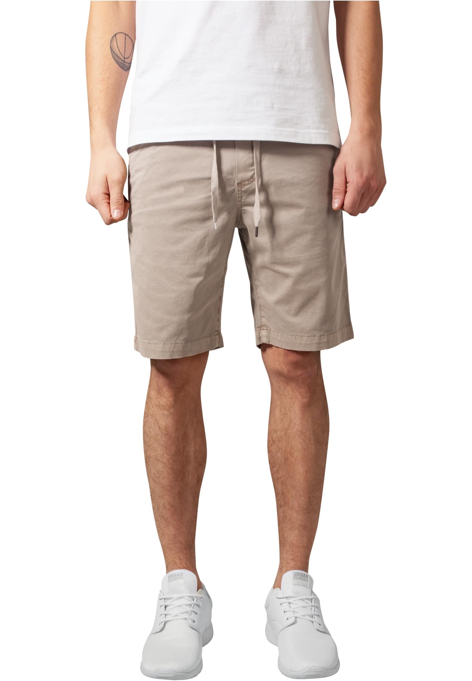 Urban Classics Men's Shorts Stretch Twill Joggshorts, Ivory (Sand 208), 44 (Manufacturer Size: S)