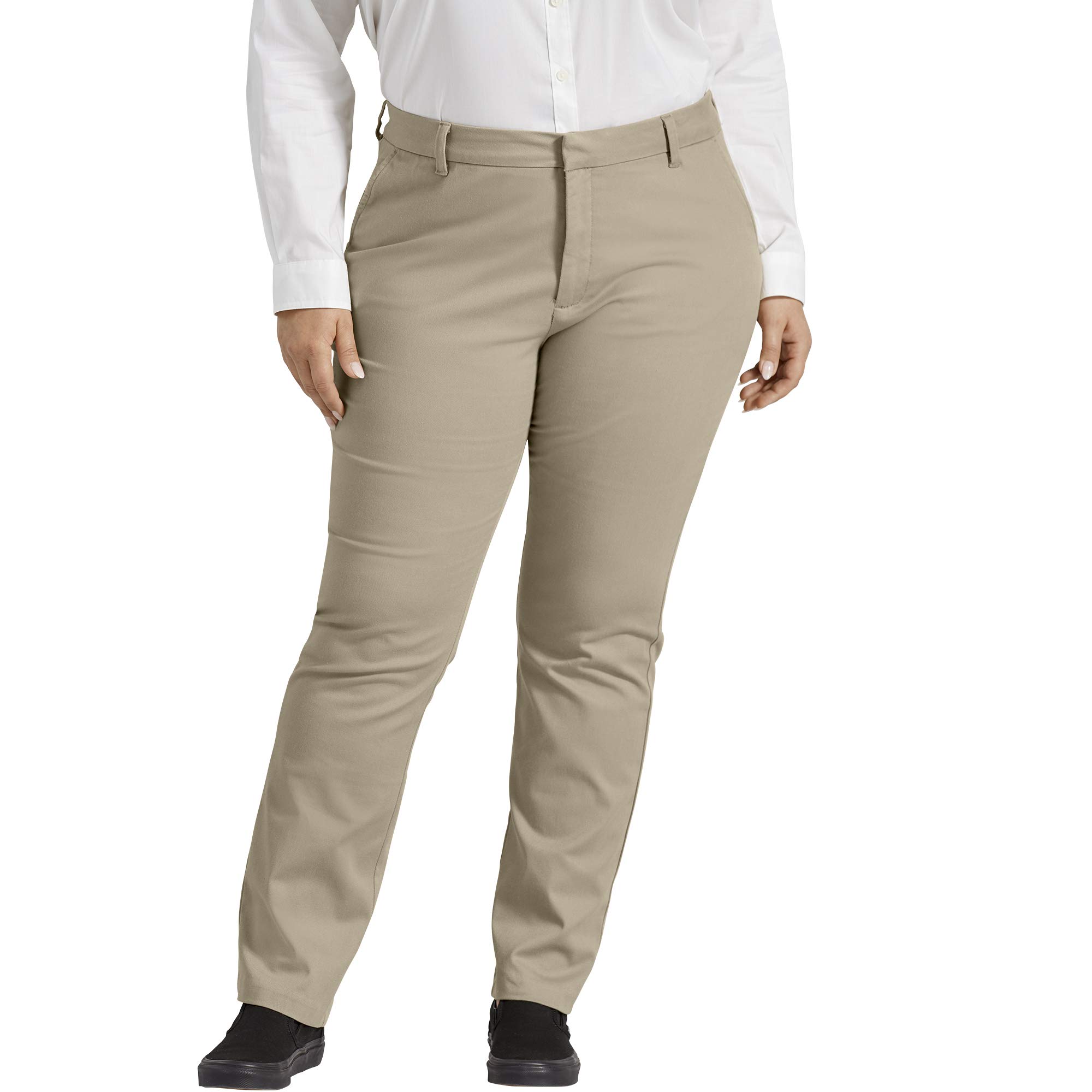 Dickies Women's Perfect Shape Bootcut Twill Pant-Plus Work Utility, Rinsed Oxford Stone V1, 24
