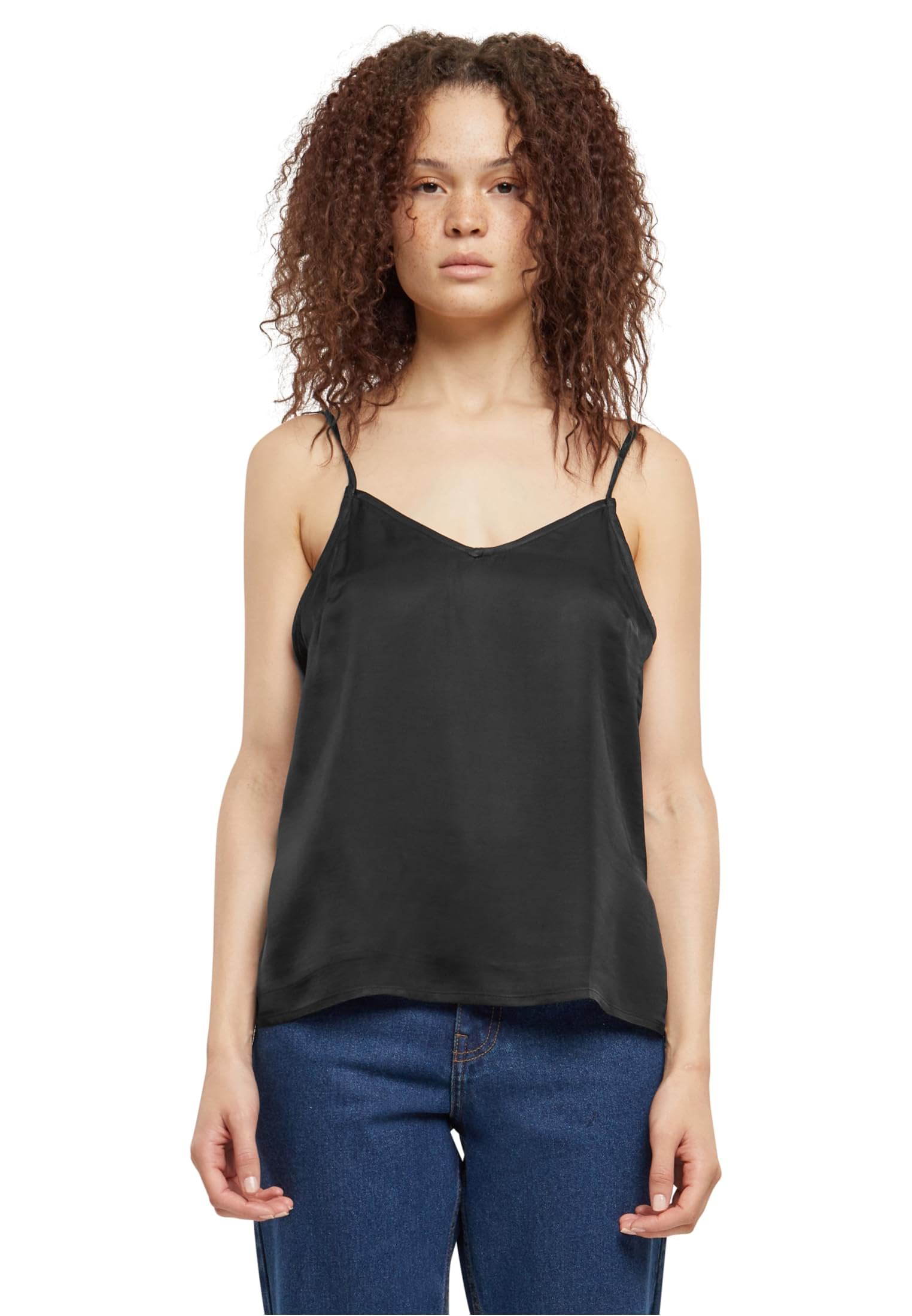 Urban Classics Women's Viscose Satin Slip Top, Black, M