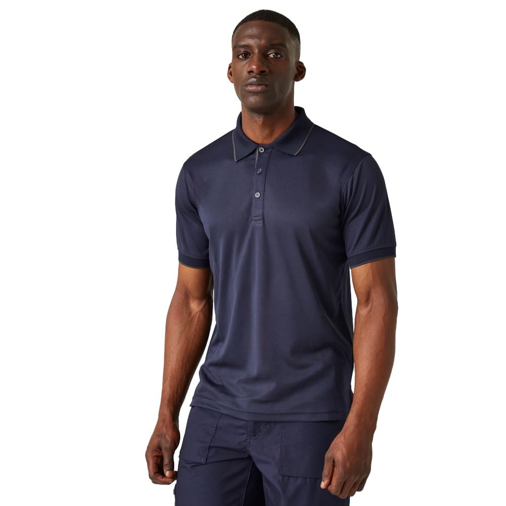 Regatta Professional Mens Navigate Short Sleeved Polo Shirts Navy/Grey
