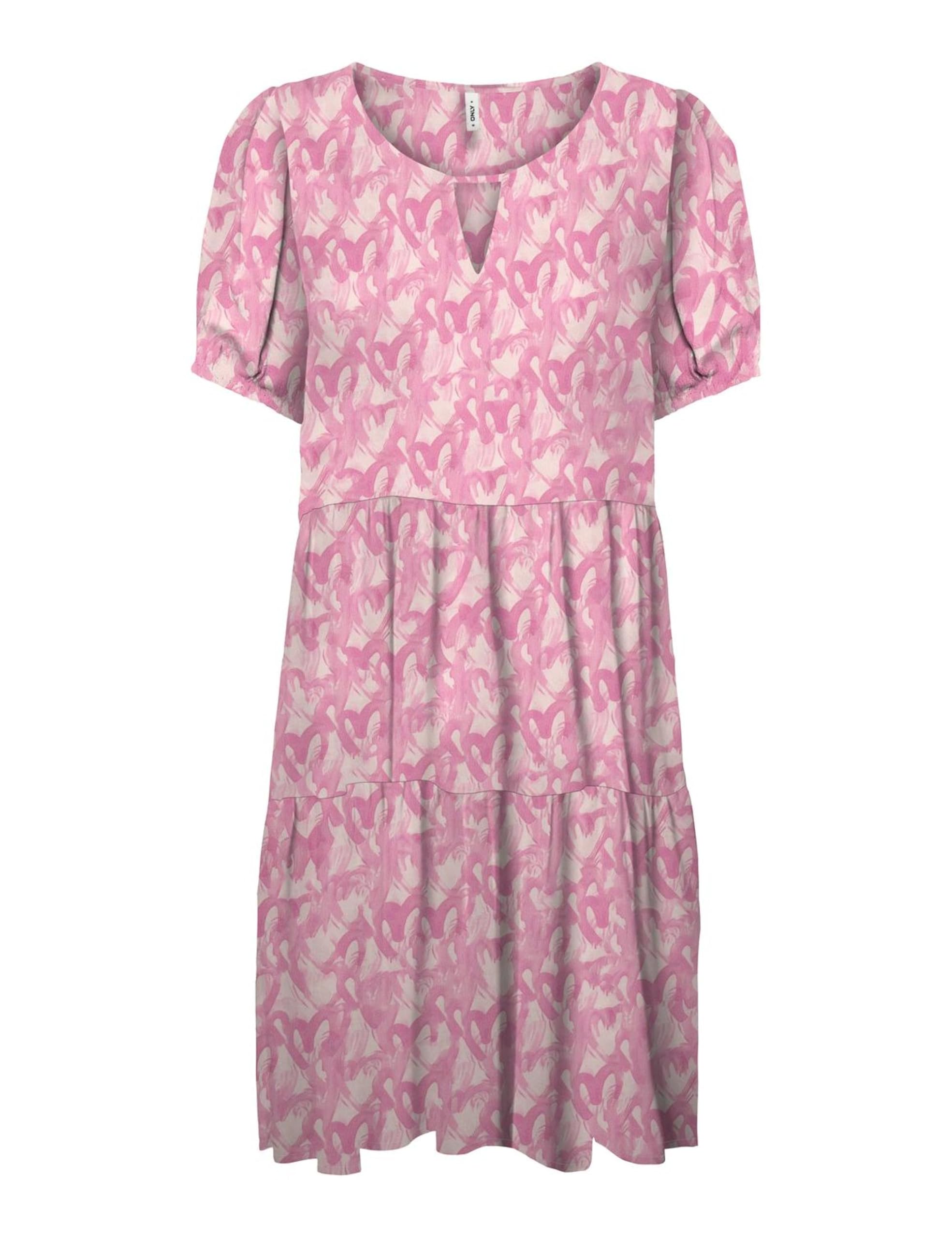 ONLY Women's Onlnova Life Vis Thea Kh Dress AOP, Shocking Pink, L