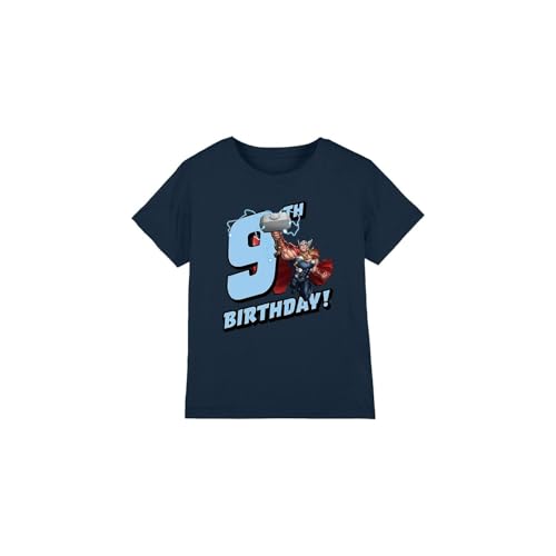 Thor Birthday 9 Unisex Kids T Shirt, Navy, 3-4 Years