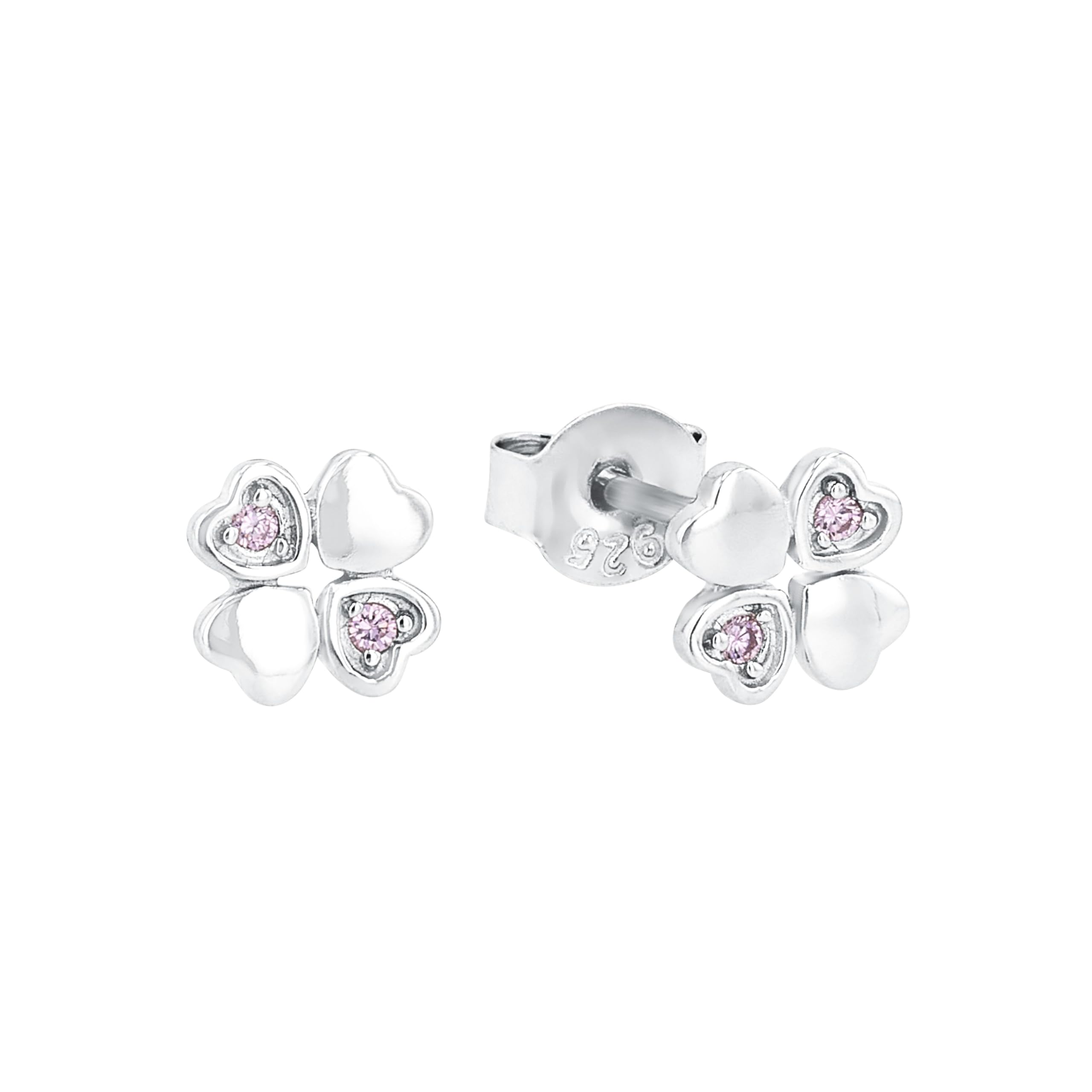 Amor Stud earrings Ear jewelry, with Zirconia synth., 6 cm, Pink, Shamrock, Comes in jewelry gift box, 2021275