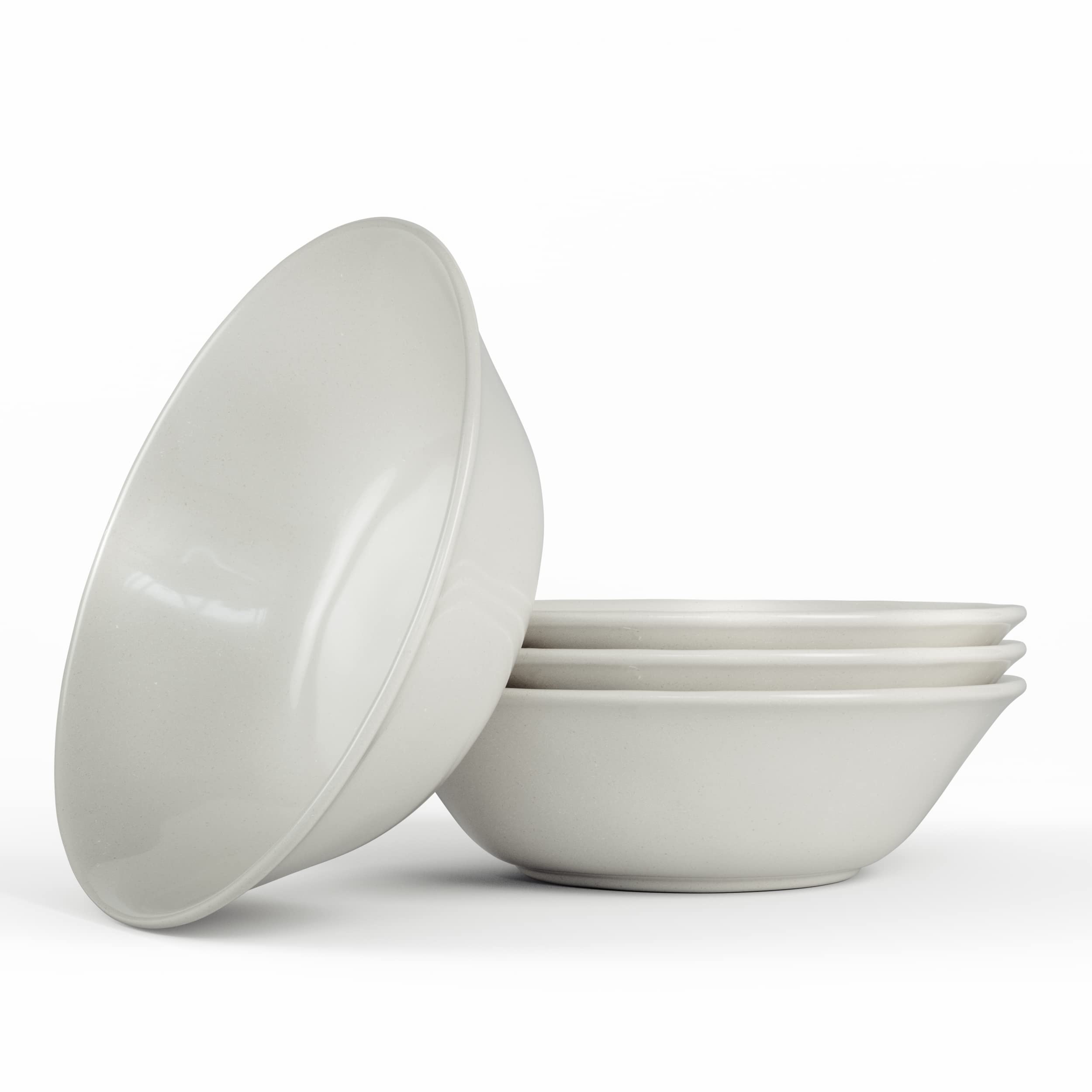 Bascuda Porcelain Service Plate 18cm Sand Style Set of 4 | White Dinner Pasta Bowl | Wide Serving Salad Bowls | Microwave & Dishwasher Freezer Safe, CER.DIN.SAN.4.BWL.18, 18 Cm