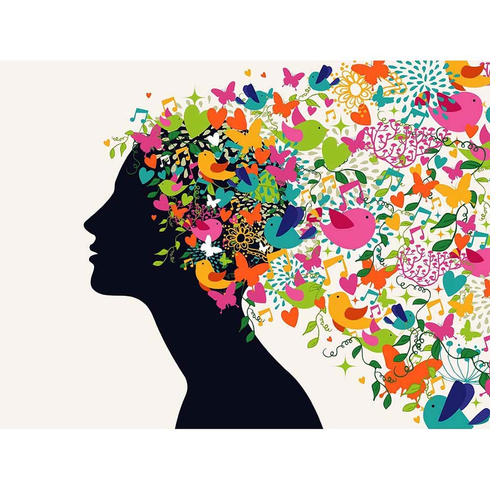 Wee Blue Coo Painting Illustration Abstract Psychedelic Hair Design Art Print Poster Wall Decor 12X16 Inch