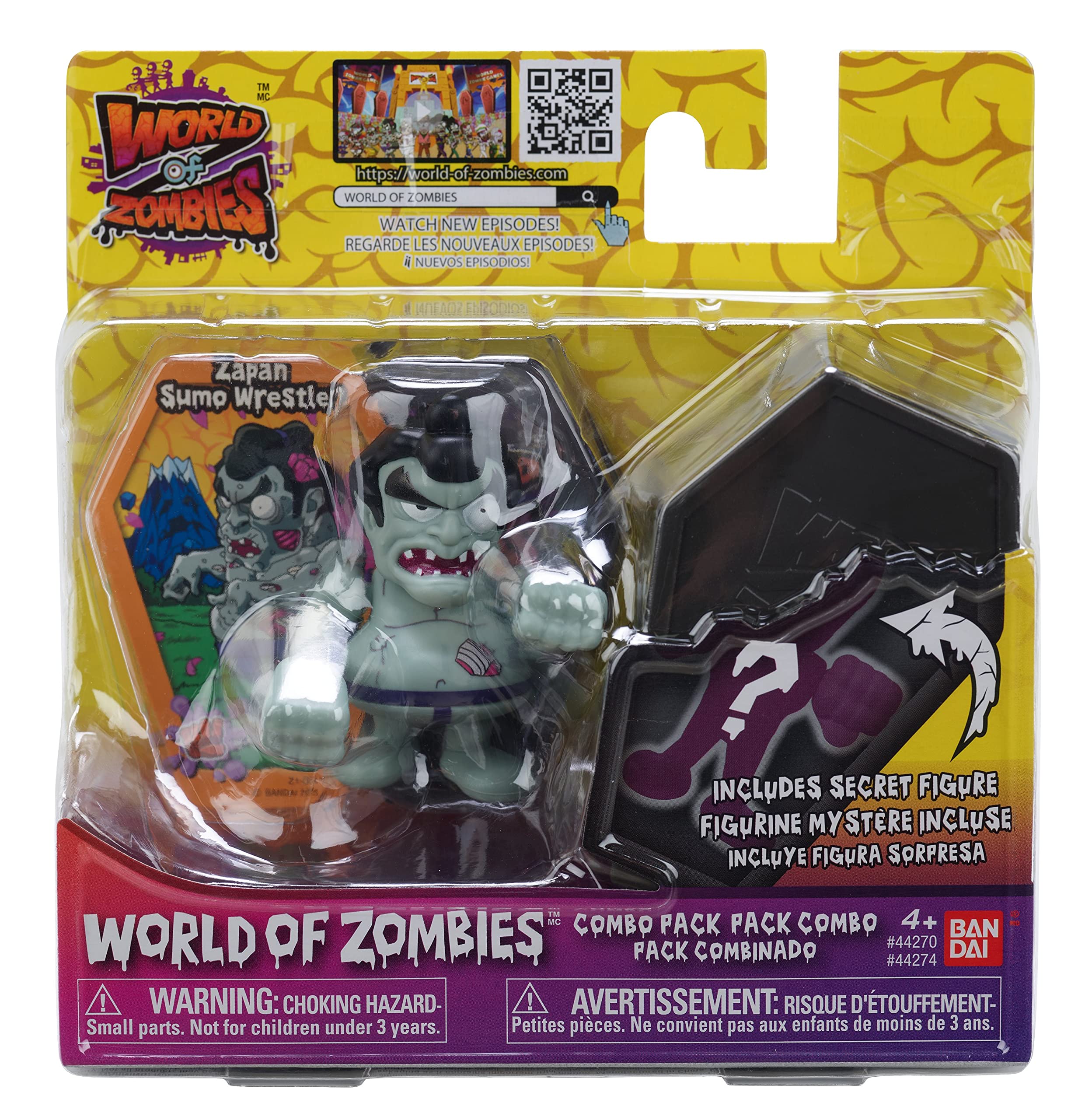 World of Zombies 44272 44274 Bandai Zapan Sumo Wrestler & Mystery 2.5 Inch Figures (2-Pack), Multicolour