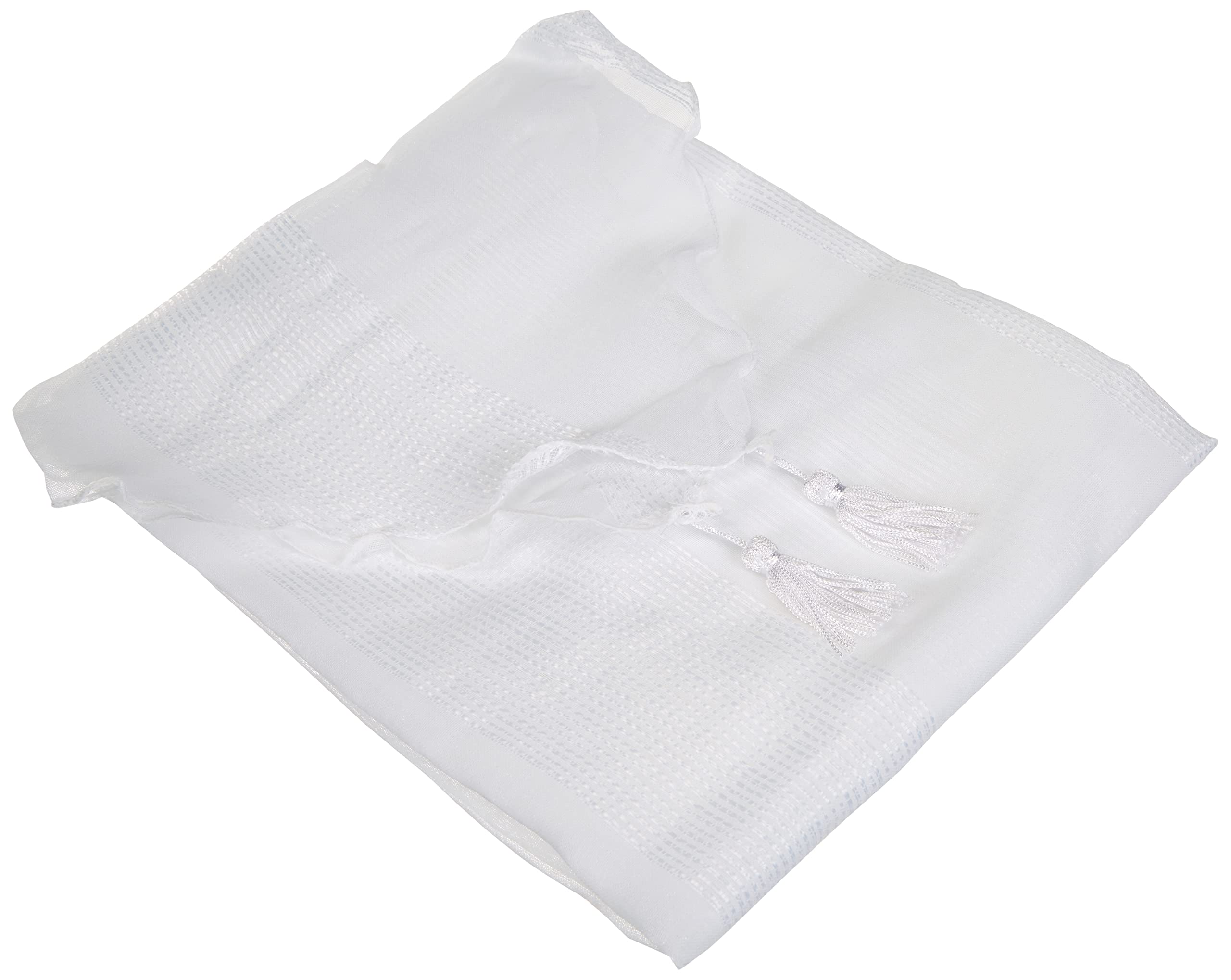 Douceur d'Interieur Voile Sable Salina 2-Net Curtain Pompon, Blanc