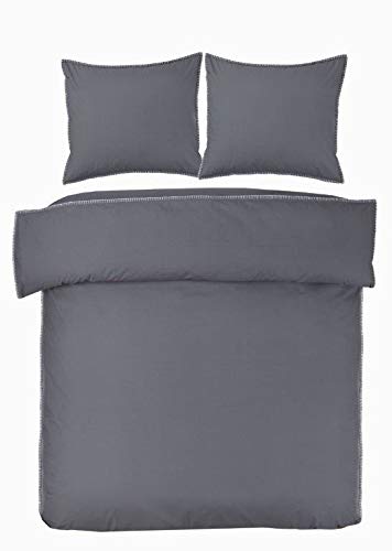 Papillon Bedding Set, Percale, Grey, 240x200/220 + 2x60x70cm