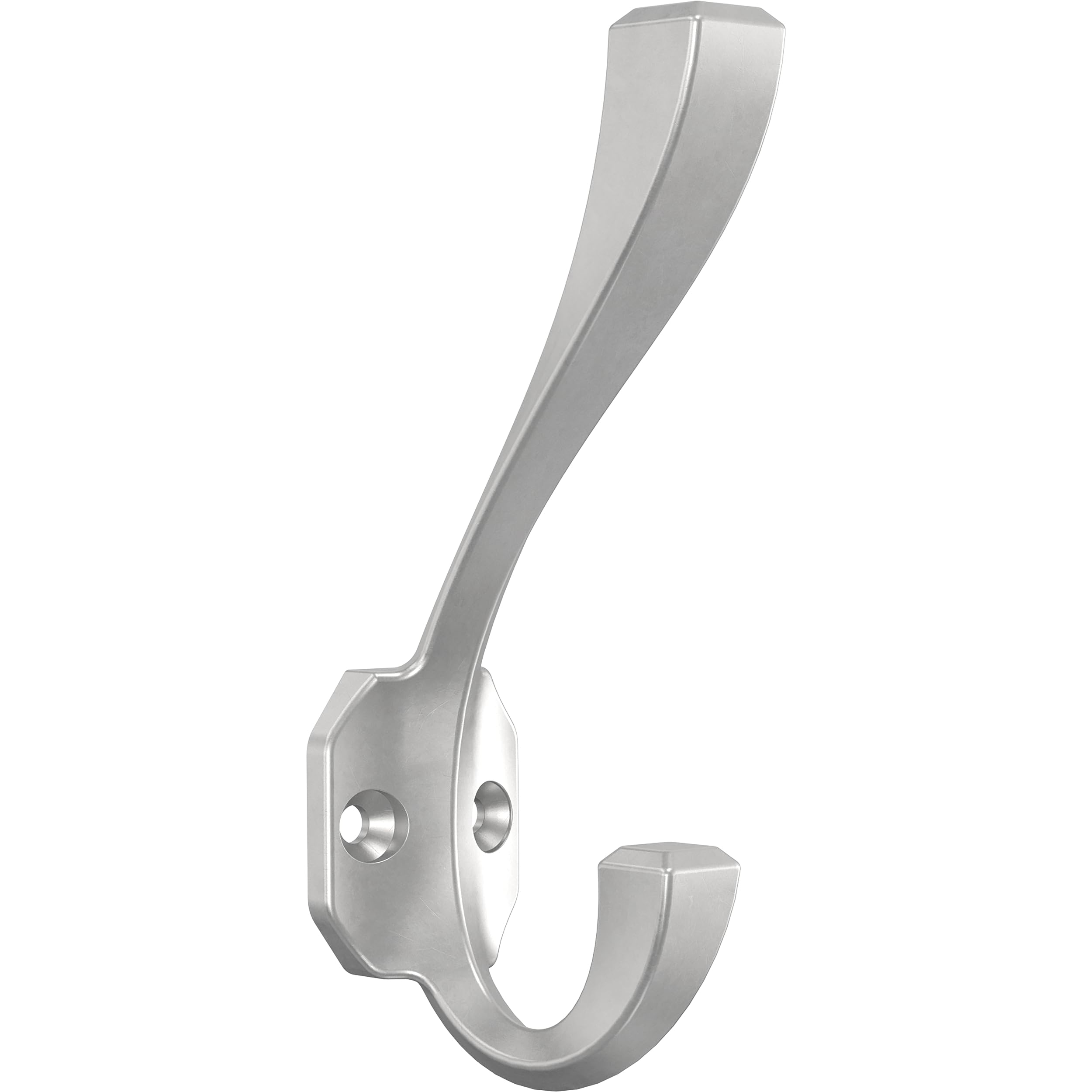 Franklin Brass Napier 4-6/8 (4-Pack) Coat and Hat Wall Hooks Double 2-Prong for Mounted Hanging Matte Nickel Hanger Backpack, Purse, Bag, Towel Organization Decorative B47254K-MN-C