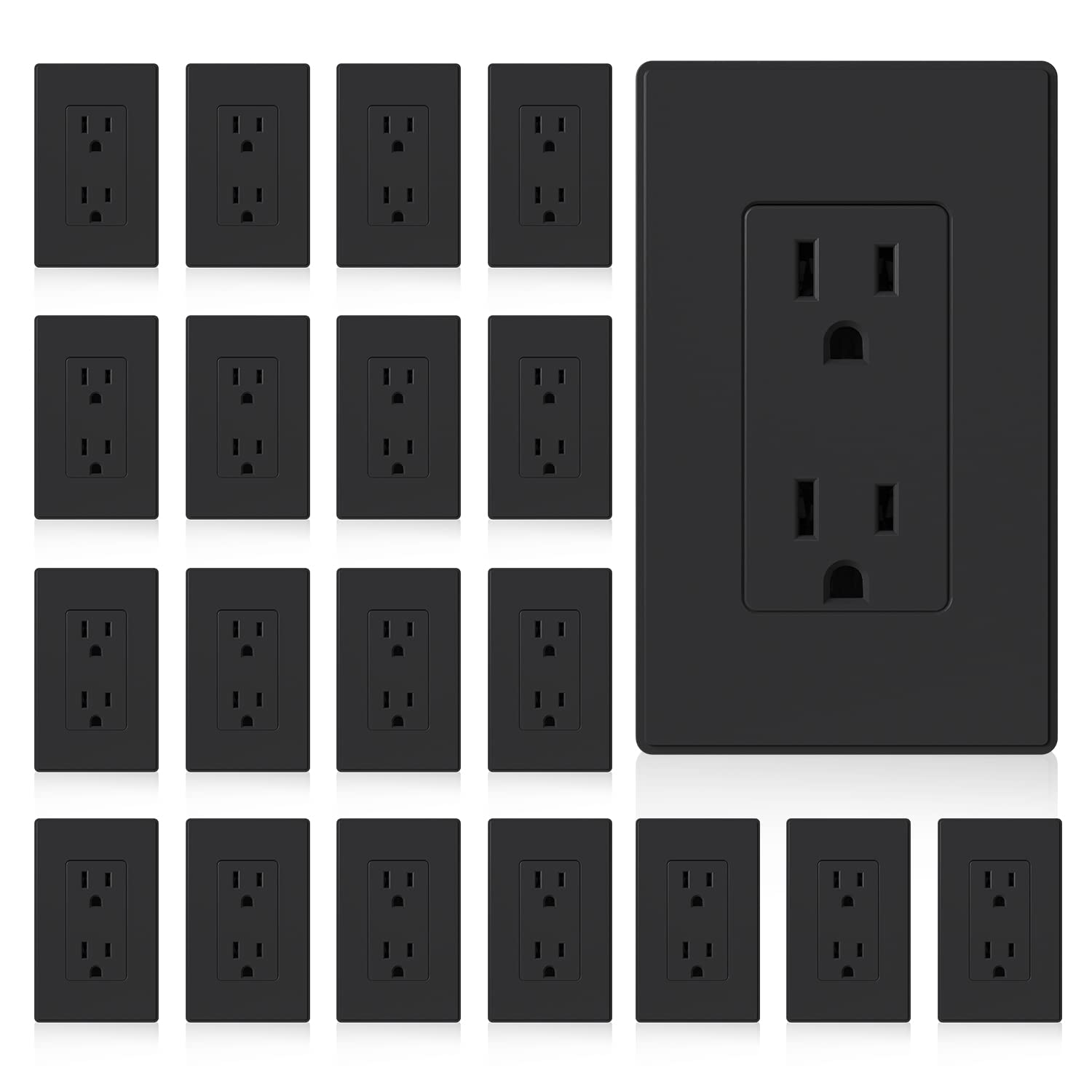 wall outlet 2003A matte black with wall plate 20 pack