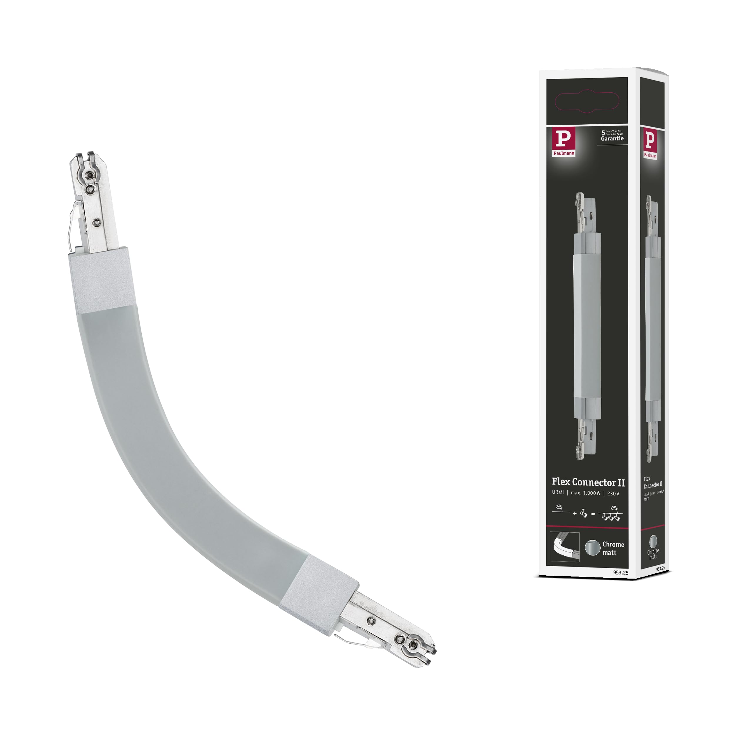 Paulmann 95325 Flex II URail Connector 227x18mm max. 1000W Chrome matt Rail System