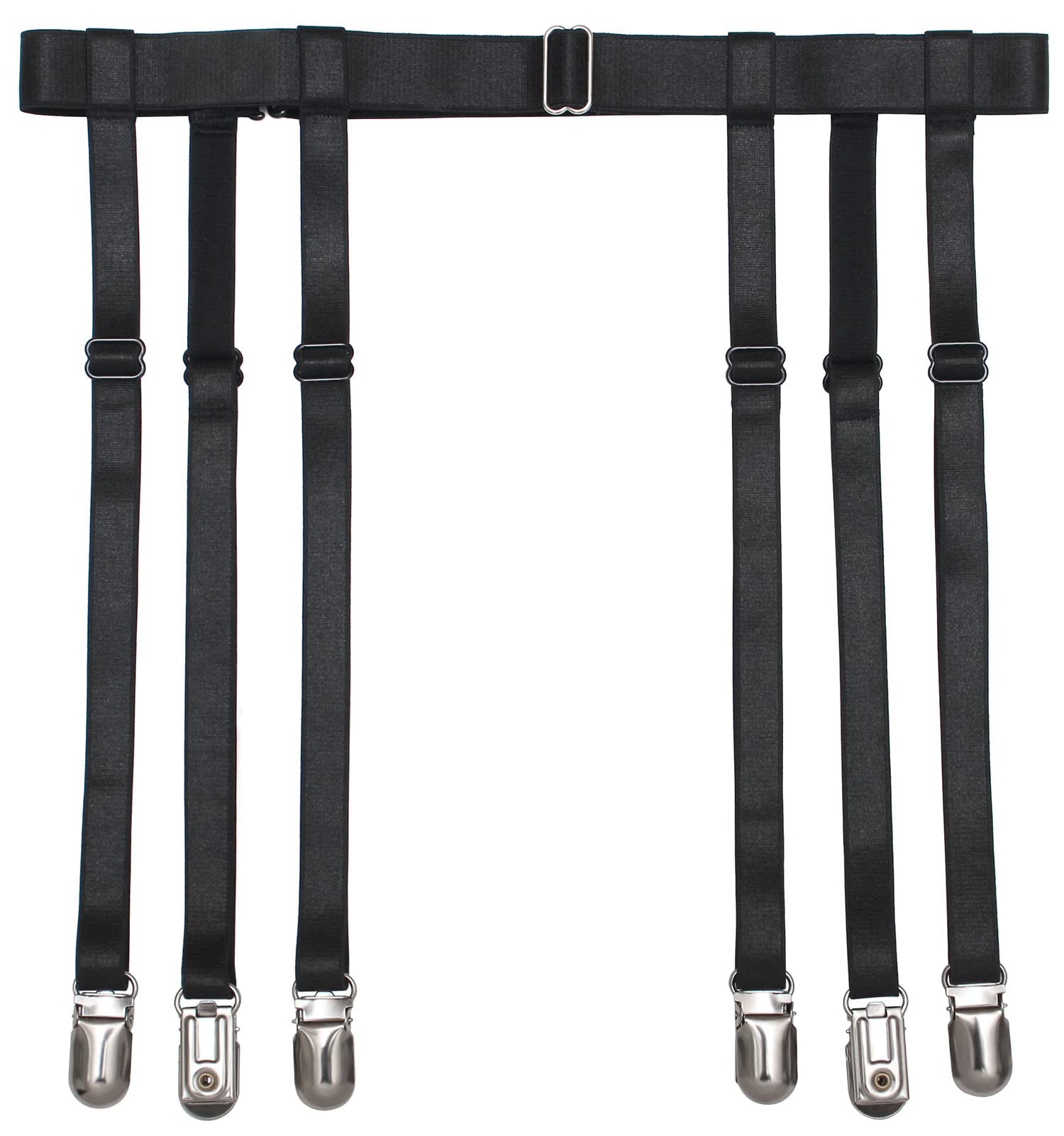 IMOMOTO Black Womens Suspender Garter Belt for Thigh High Socks Stockings Boots Plus Size, Black, 6 Straps Duck Clips, One Size