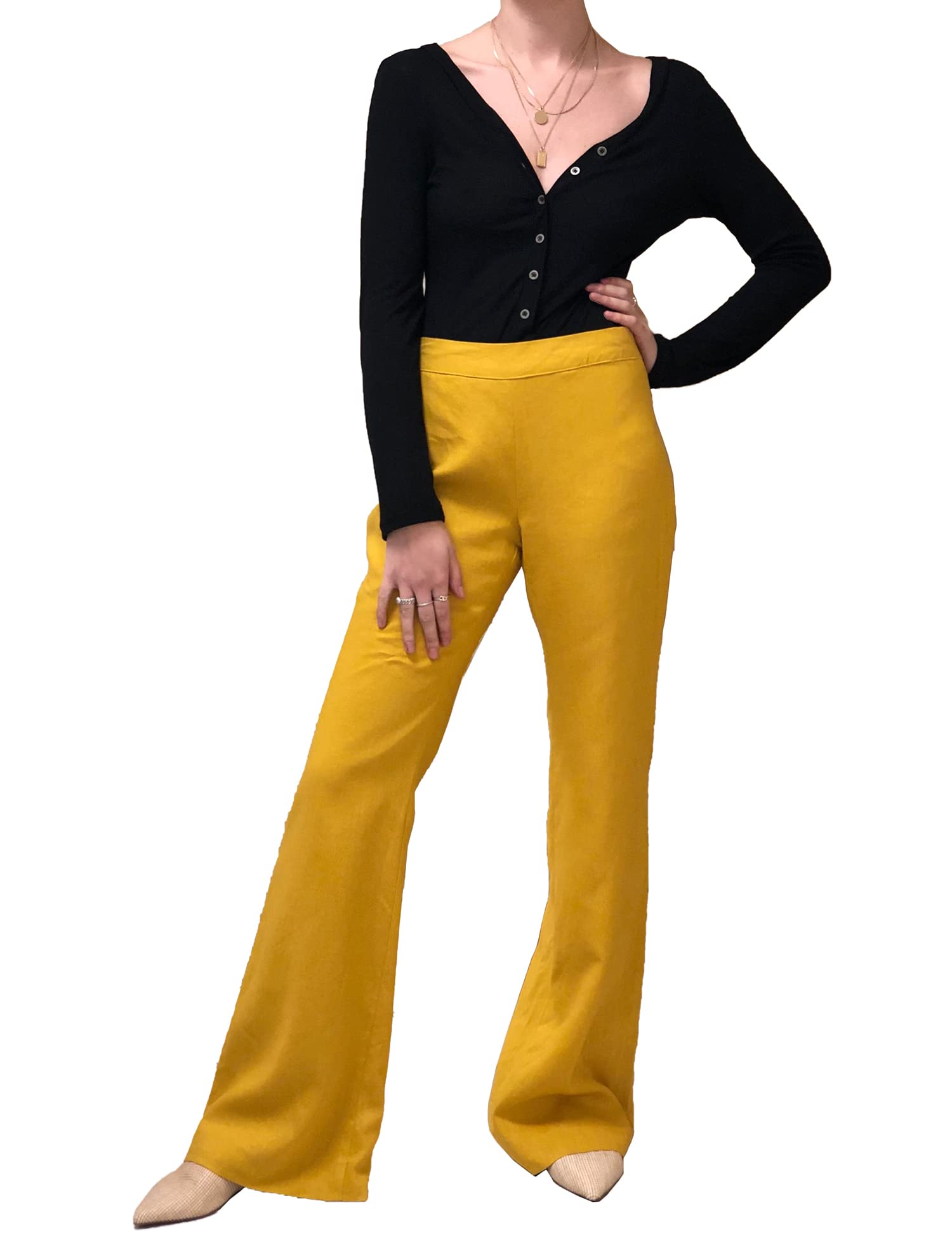 Unique 21 Mustard Linen Flared Trousers