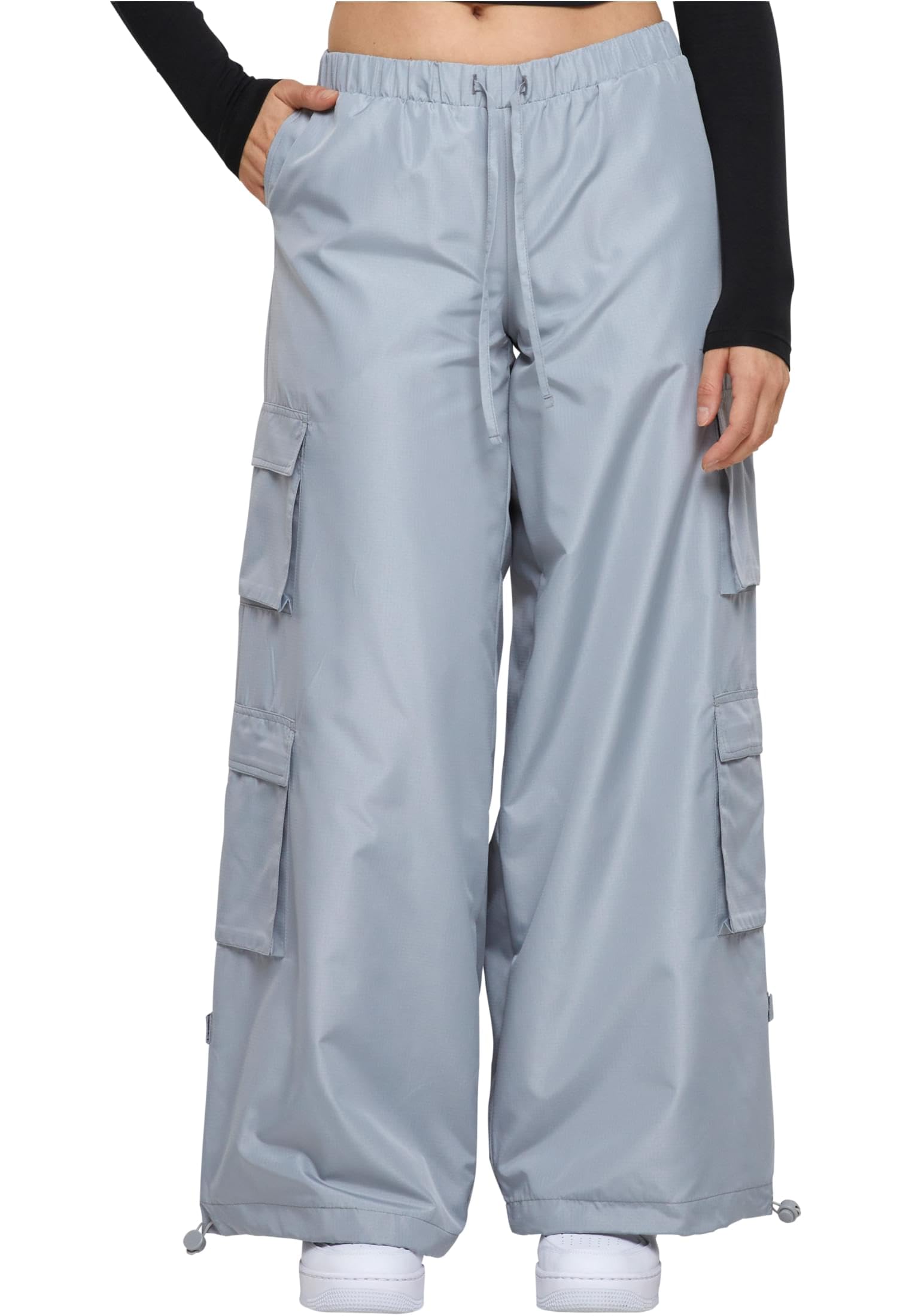 Urban Classics Women's Ladies Ripstop Double Cargo Pants Black L Pants, Lightasphalt,