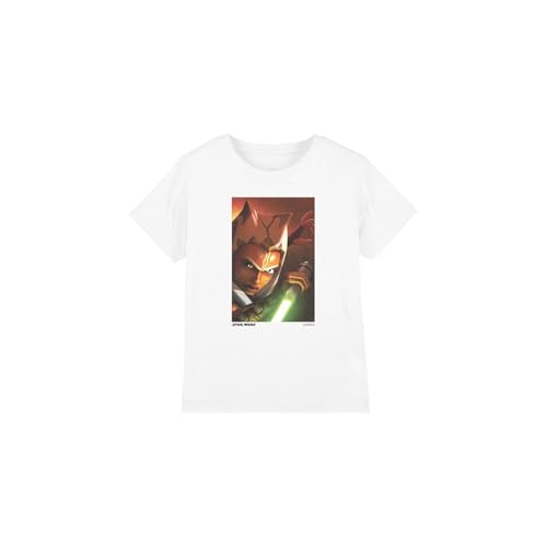 Star Wars Ahsoka Panel Unisex Kids T Shirt, White, 7-8 Years