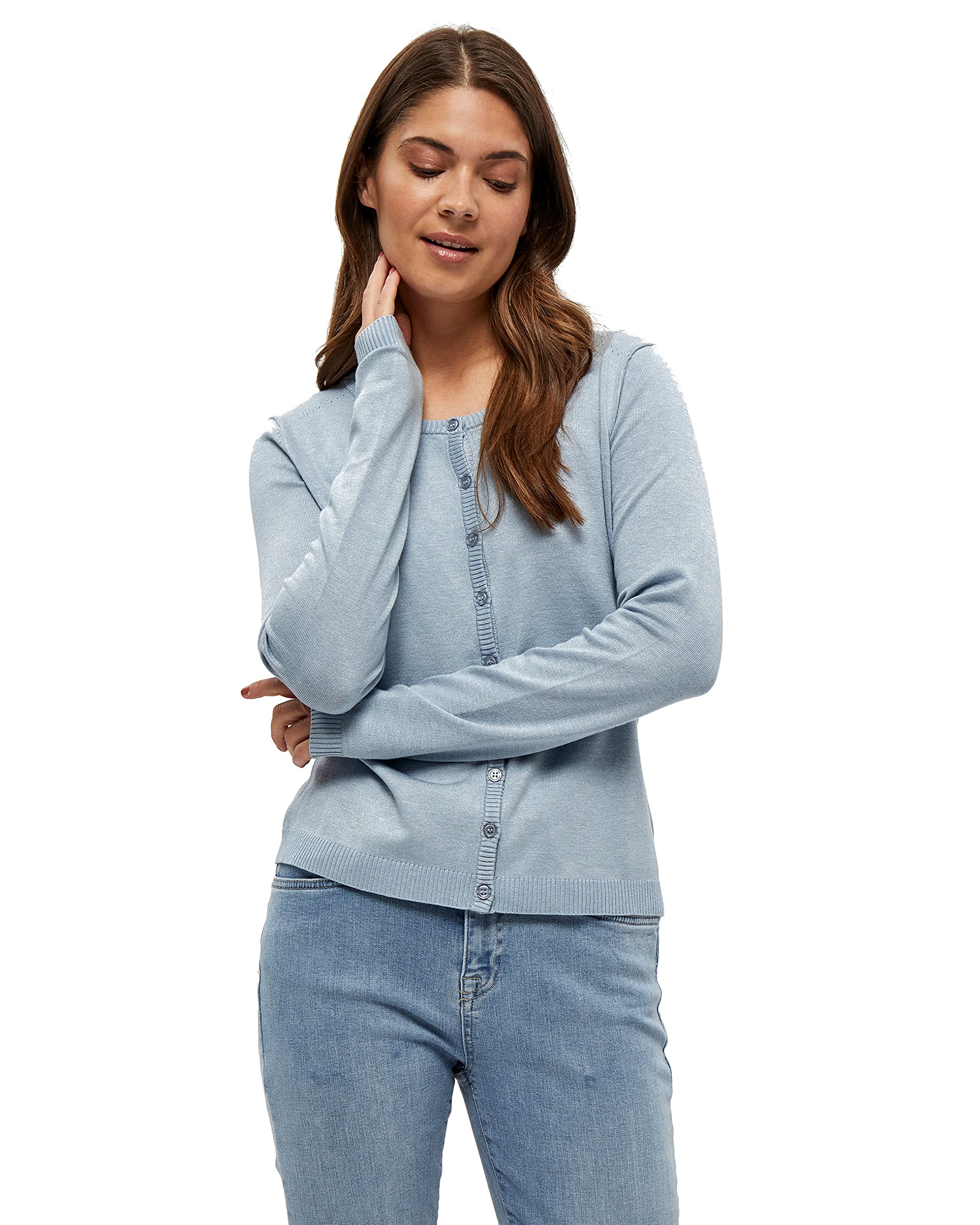 Minus New Laura Knit Pullover Damen | Schwarzer Cardigan | Strickjacken Für Damen Mit Rundhalsausschnitt | Leichte Kurze Strickjacke Damen | Frühling Damen Pullover Kurz