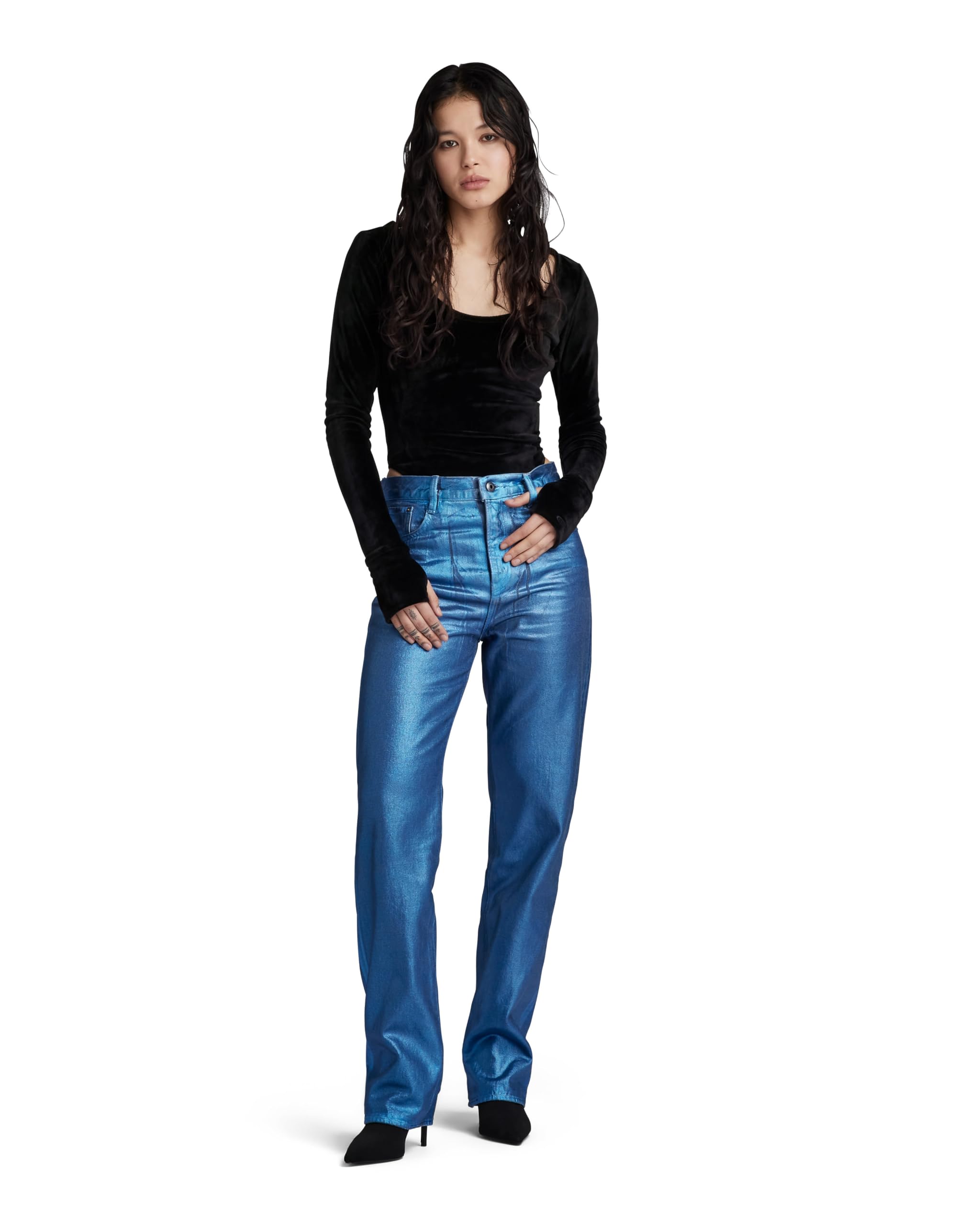 G-Star Women's Deep Scoop Slim Body, Black (dk black D23789-D422-6484), XL