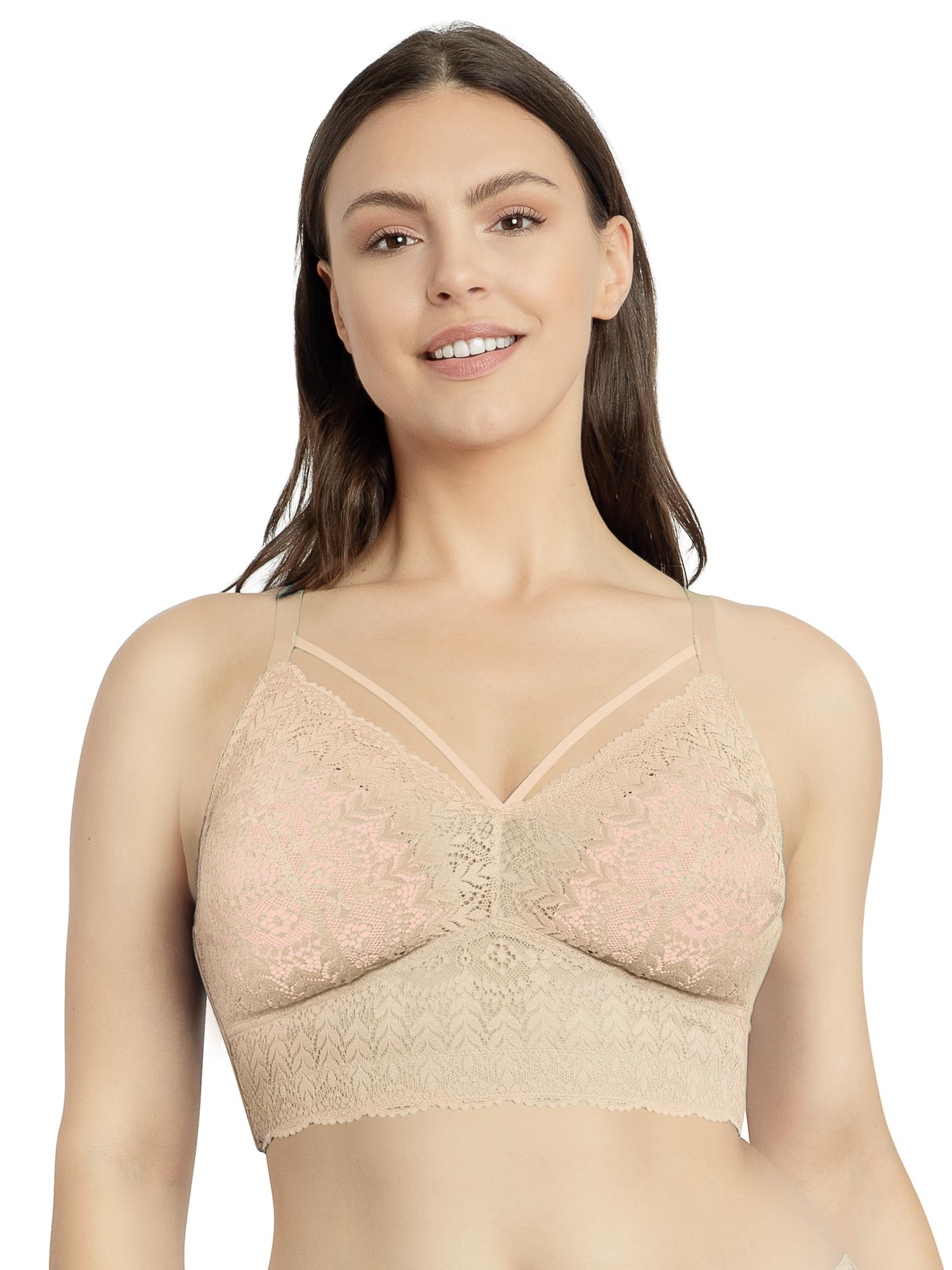 Parfait Mia Lace P5951 Women's Full Busted Lightly Padded Wire Free Bra-Bare-32FF