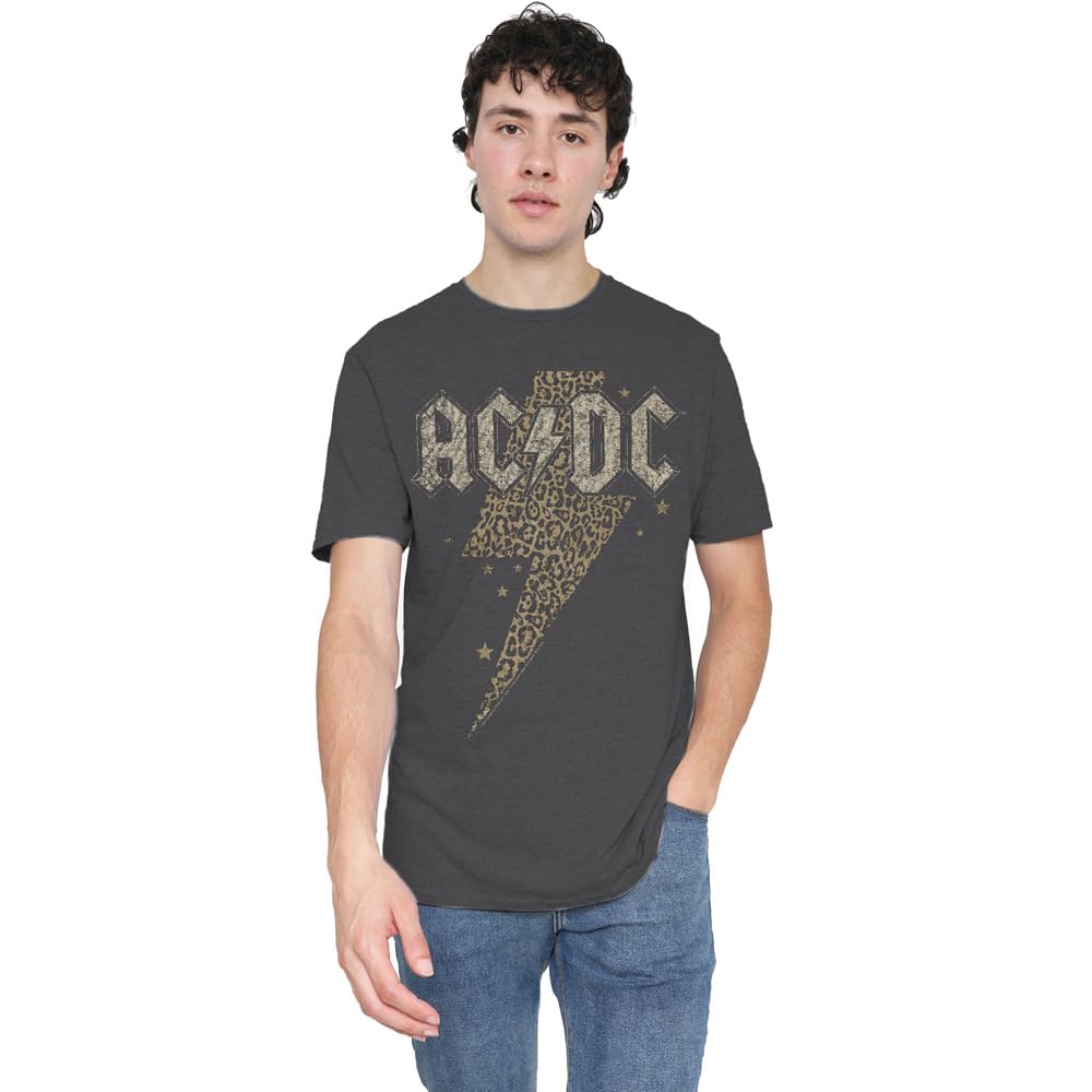 ACDC Leopard Bolt Unisex T Shirt, Black, Medium