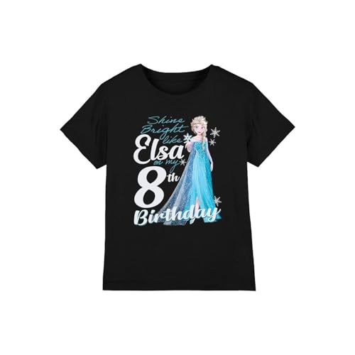 Frozen Bright Like Elsa 8th Birthday Girls T Shirt, Black, 3-4 Years